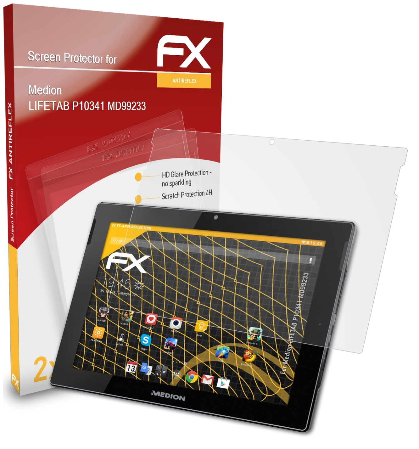 Medion (MD99233)) ATFOLIX P10341 FX-Antireflex 2x Displayschutz(für LIFETAB