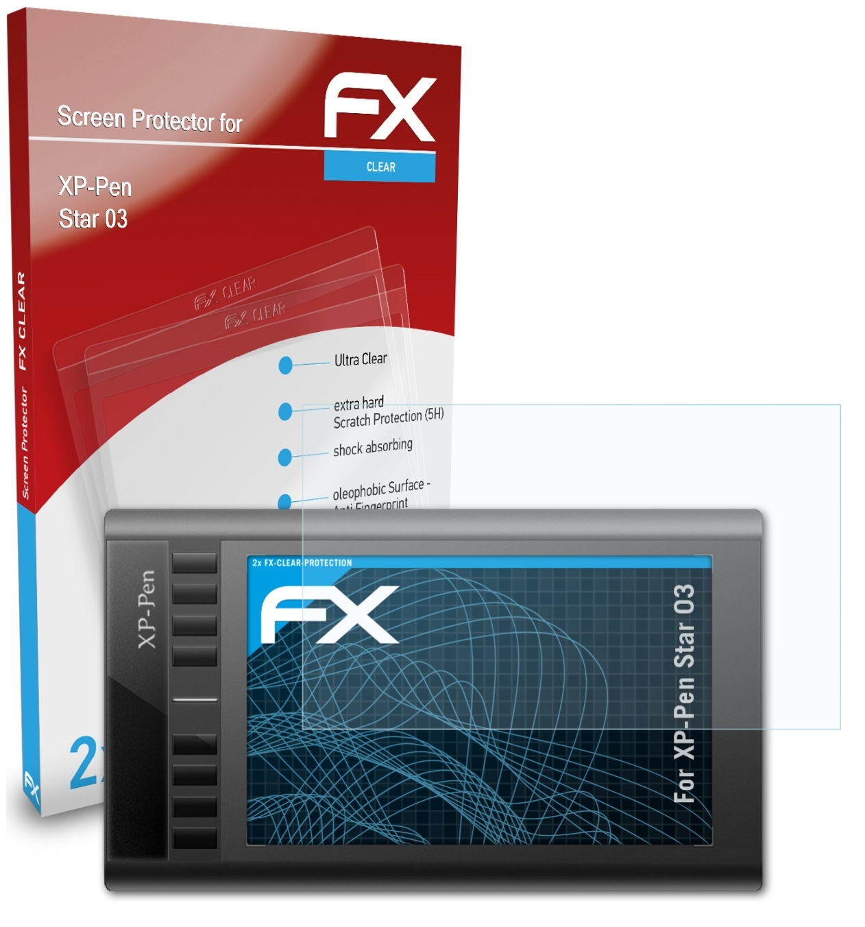 ATFOLIX 2x Star FX-Clear XP-PEN 03) Displayschutz(für