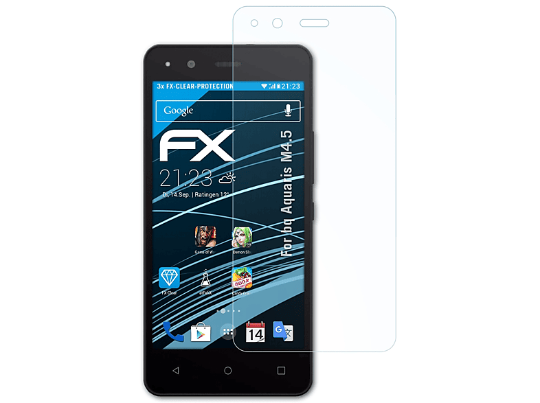 ATFOLIX 3x FX-Clear Displayschutz(für bq Aquaris M4.5)