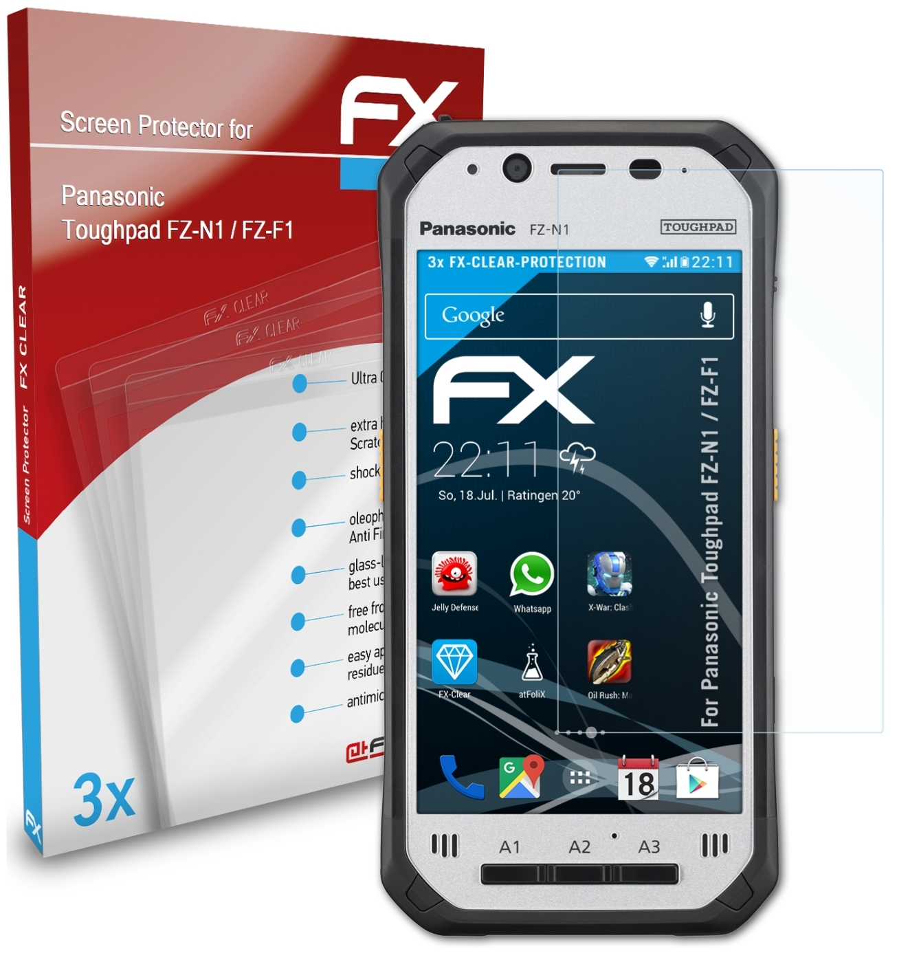 ATFOLIX 3x FX-Clear Displayschutz(für / Panasonic FZ-N1 FZ-F1) Toughpad