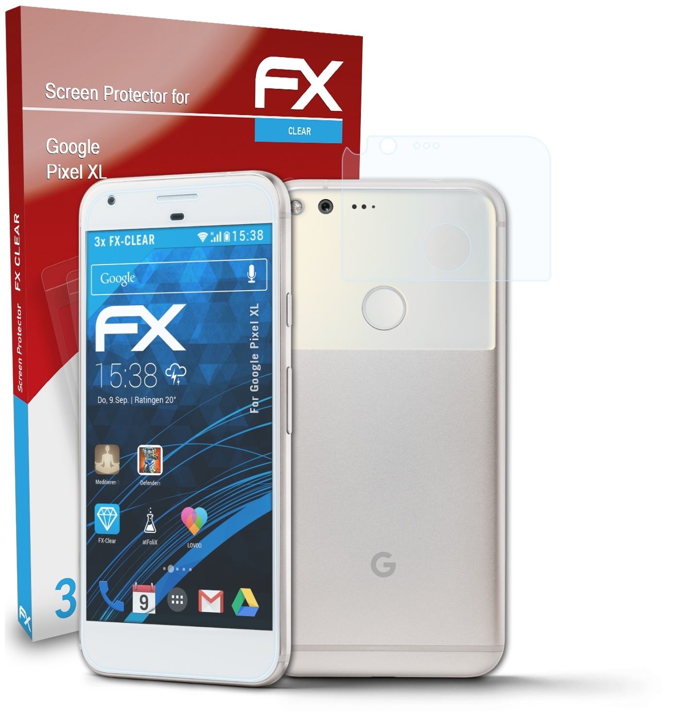 ATFOLIX 3x FX-Clear Google XL) Pixel Displayschutz(für