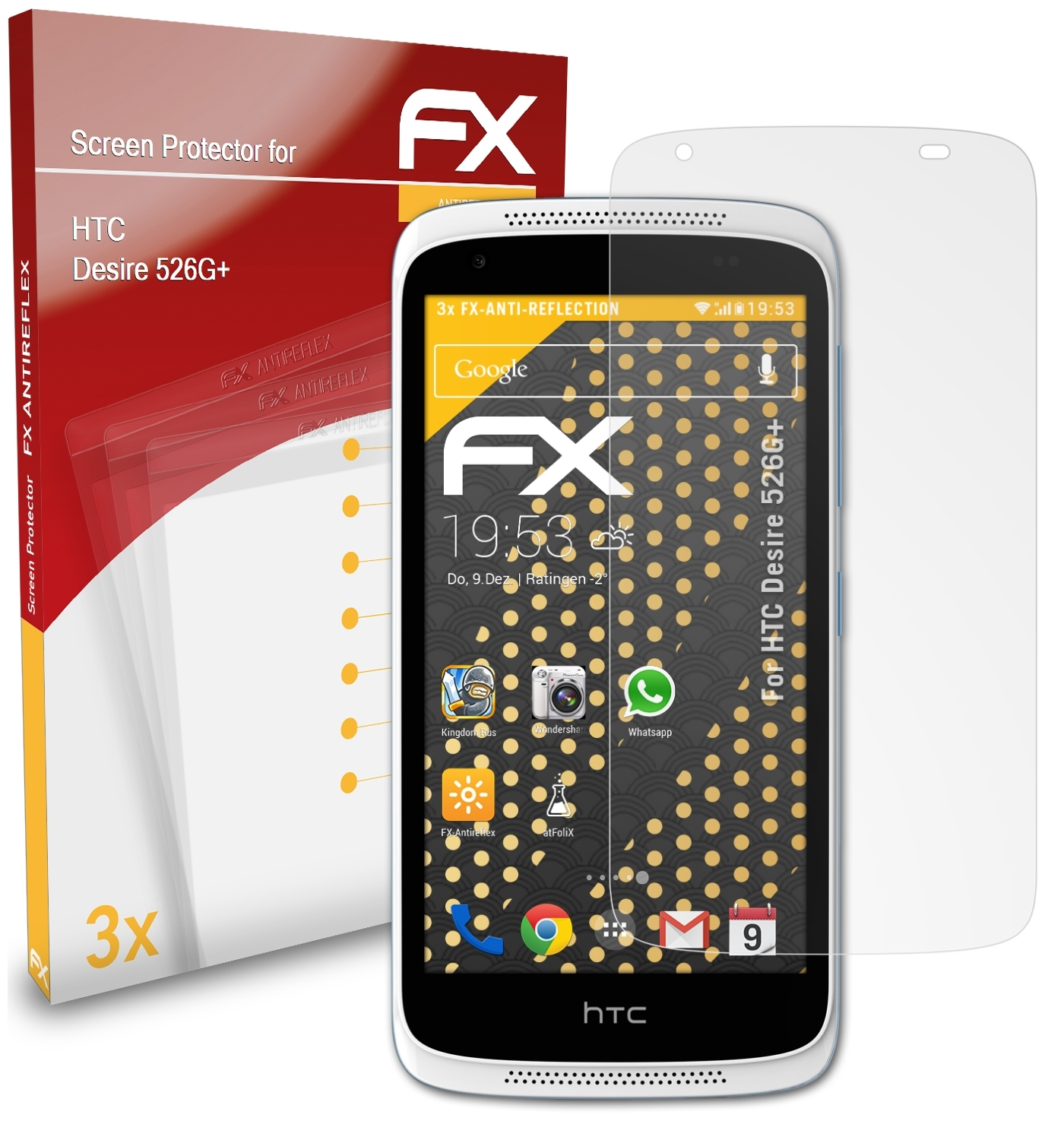 Desire HTC 526G+) FX-Antireflex 3x ATFOLIX Displayschutz(für