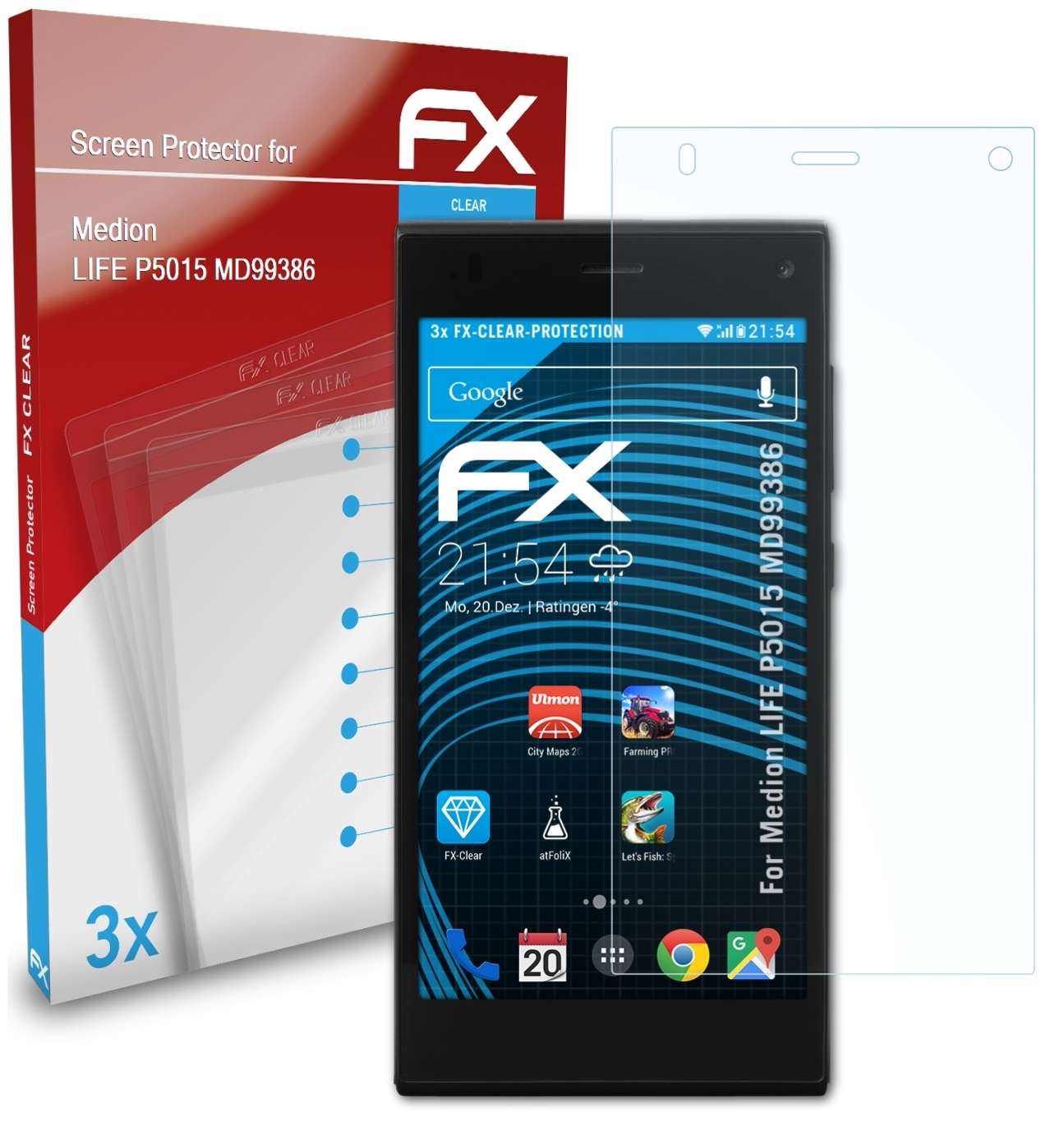 ATFOLIX FX-Clear LIFE Displayschutz(für P5015 (MD99386)) Medion 3x
