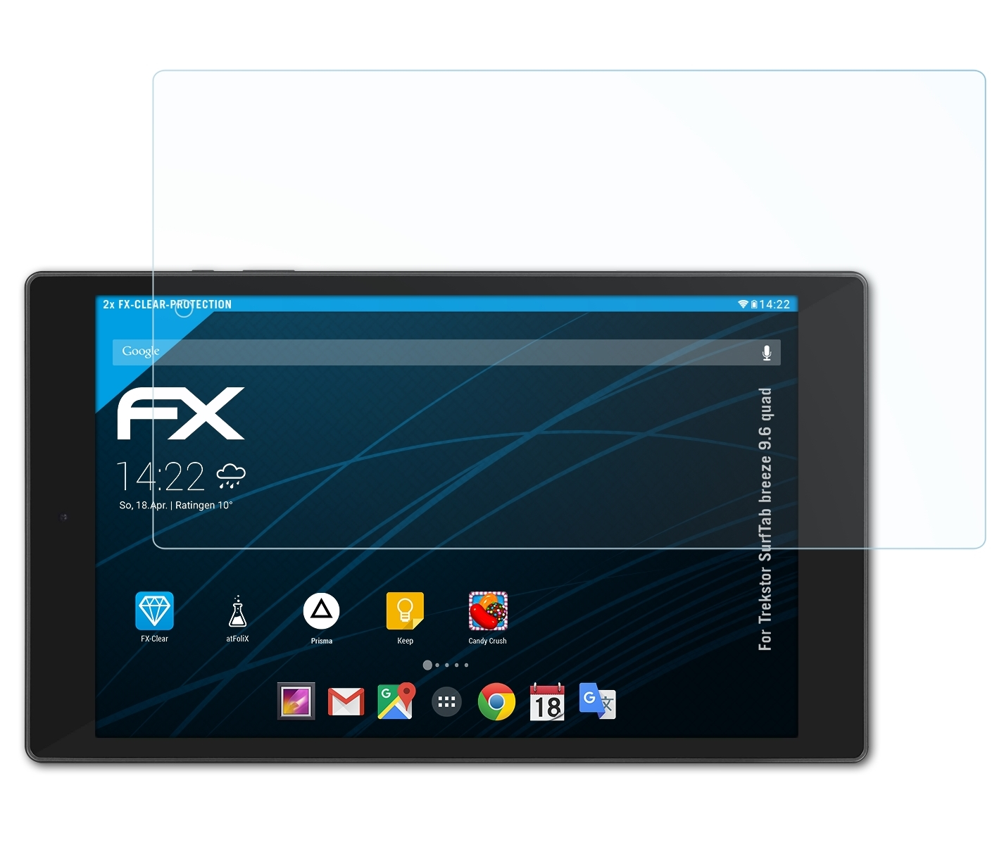 ATFOLIX 2x FX-Clear Displayschutz(für Trekstor quad) breeze 9.6 SurfTab