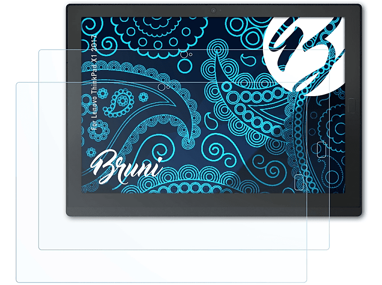 BRUNI 2x Basics-Clear Schutzfolie(für Lenovo ThinkPad X1 (2017))