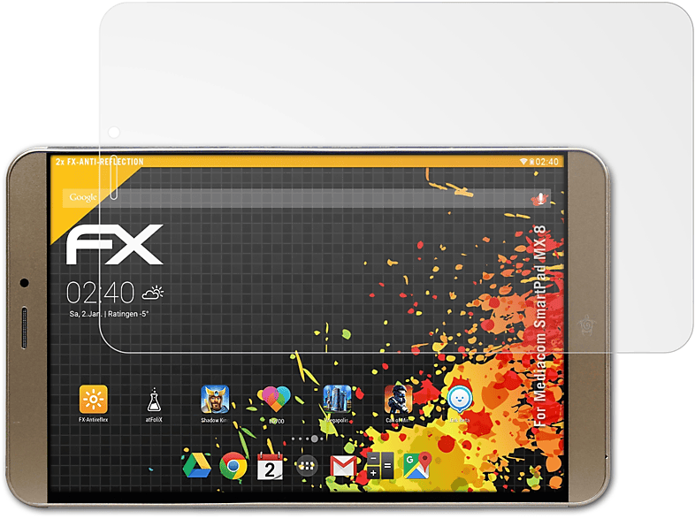 ATFOLIX 2x FX-Antireflex Displayschutz(für Mediacom SmartPad MX 8)