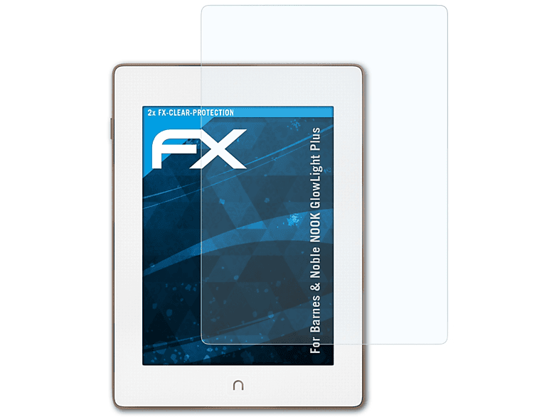 ATFOLIX 2x FX-Clear NOOK Displayschutz(für Noble & Barnes Plus) GlowLight