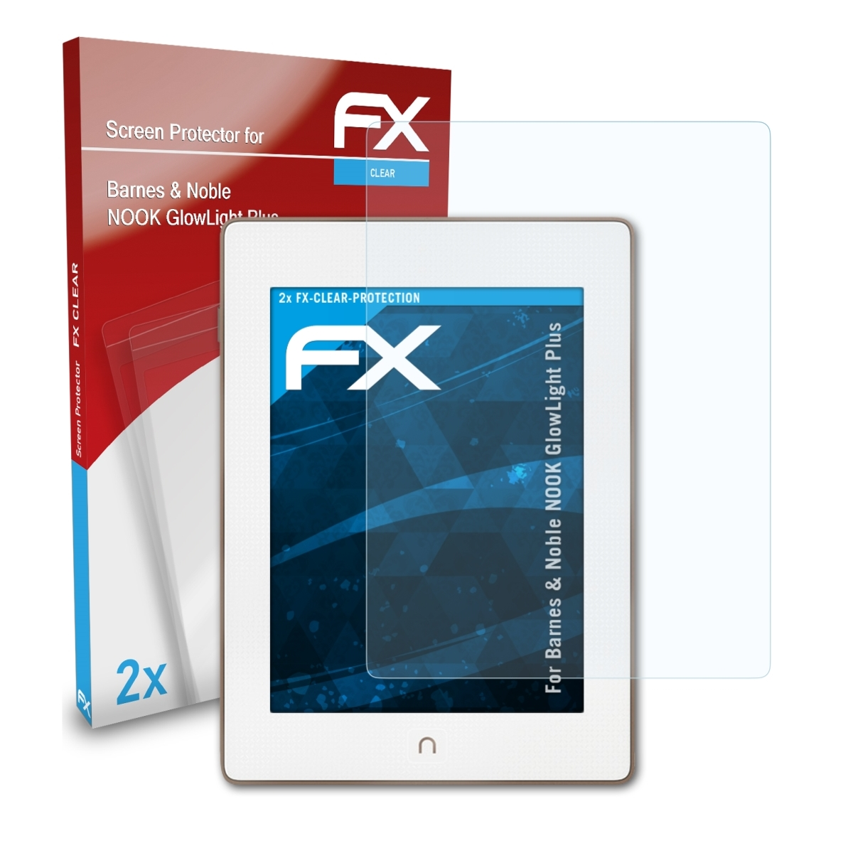 Barnes FX-Clear GlowLight Plus) Noble ATFOLIX Displayschutz(für NOOK 2x &