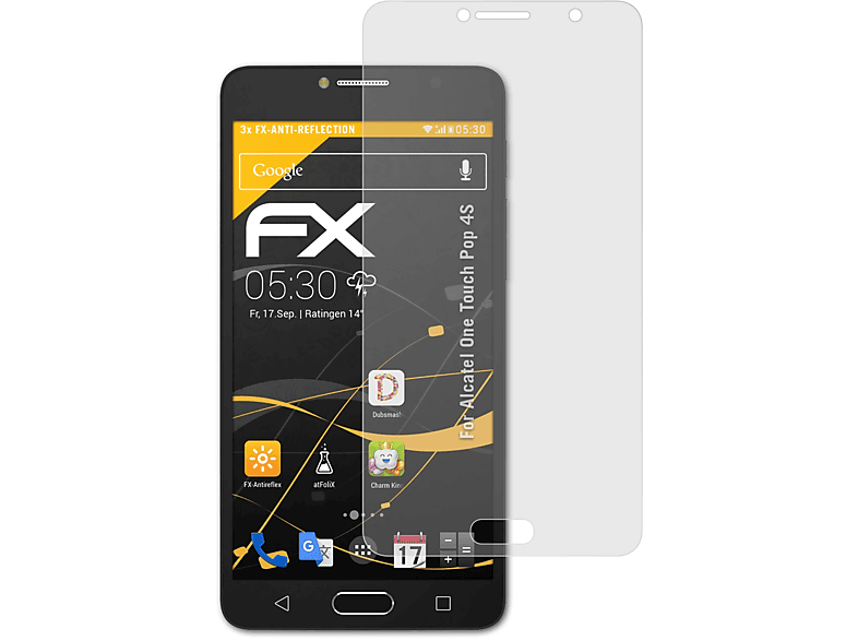 ATFOLIX 3x FX-Antireflex Displayschutz(für One Alcatel 4S) Pop Touch