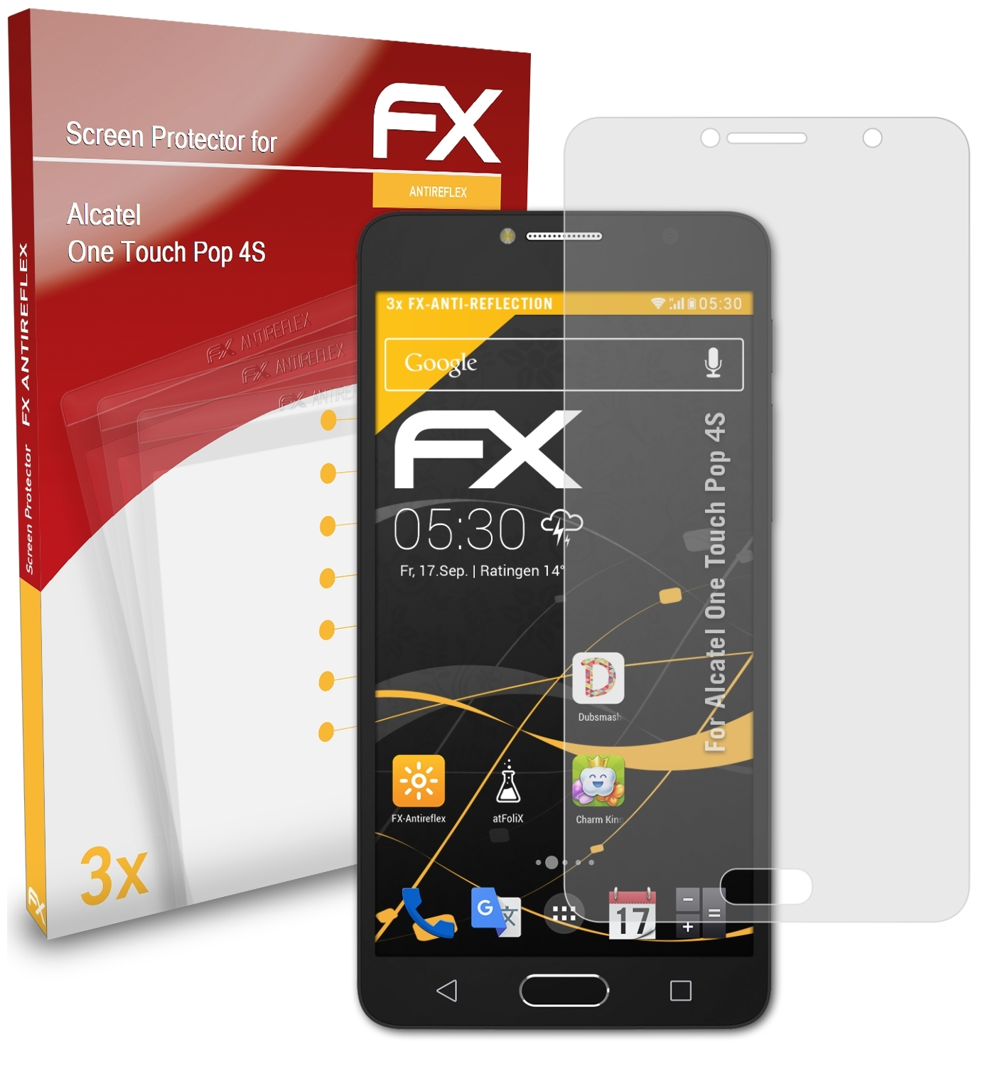 ATFOLIX 3x FX-Antireflex Displayschutz(für One Alcatel 4S) Pop Touch