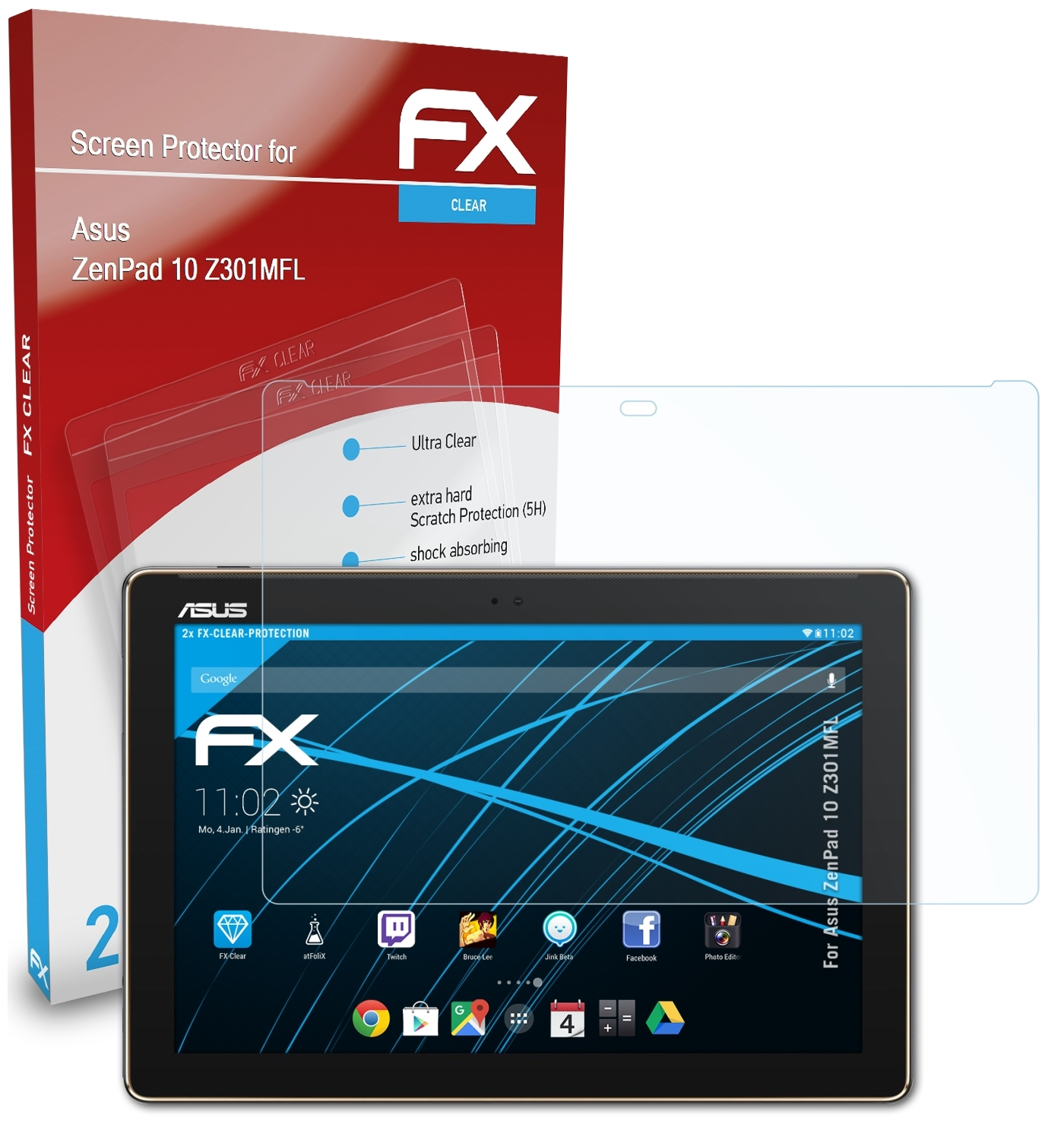 10 ZenPad Displayschutz(für 2x (Z301MFL)) FX-Clear Asus ATFOLIX