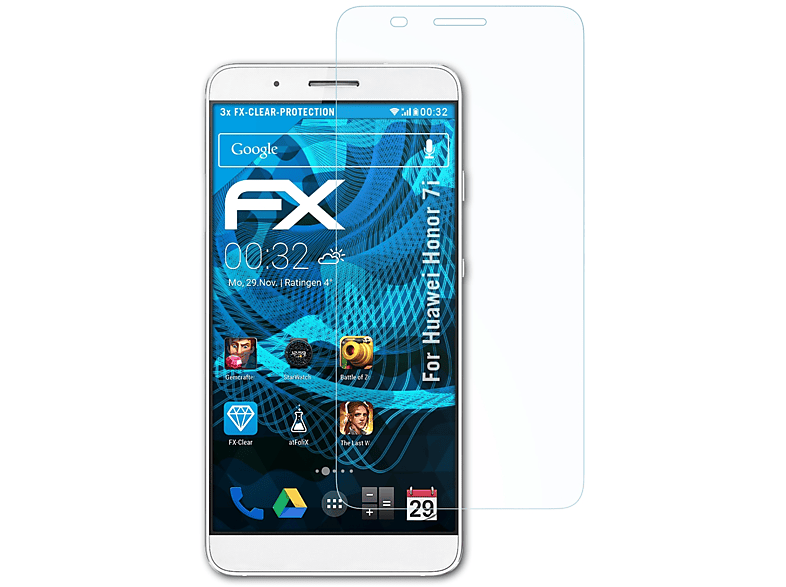 ATFOLIX 3x FX-Clear Displayschutz(für Huawei Honor 7i)