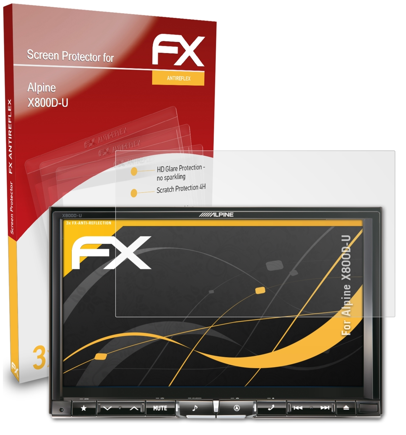 Displayschutz(für Alpine 3x X800D-U) ATFOLIX FX-Antireflex