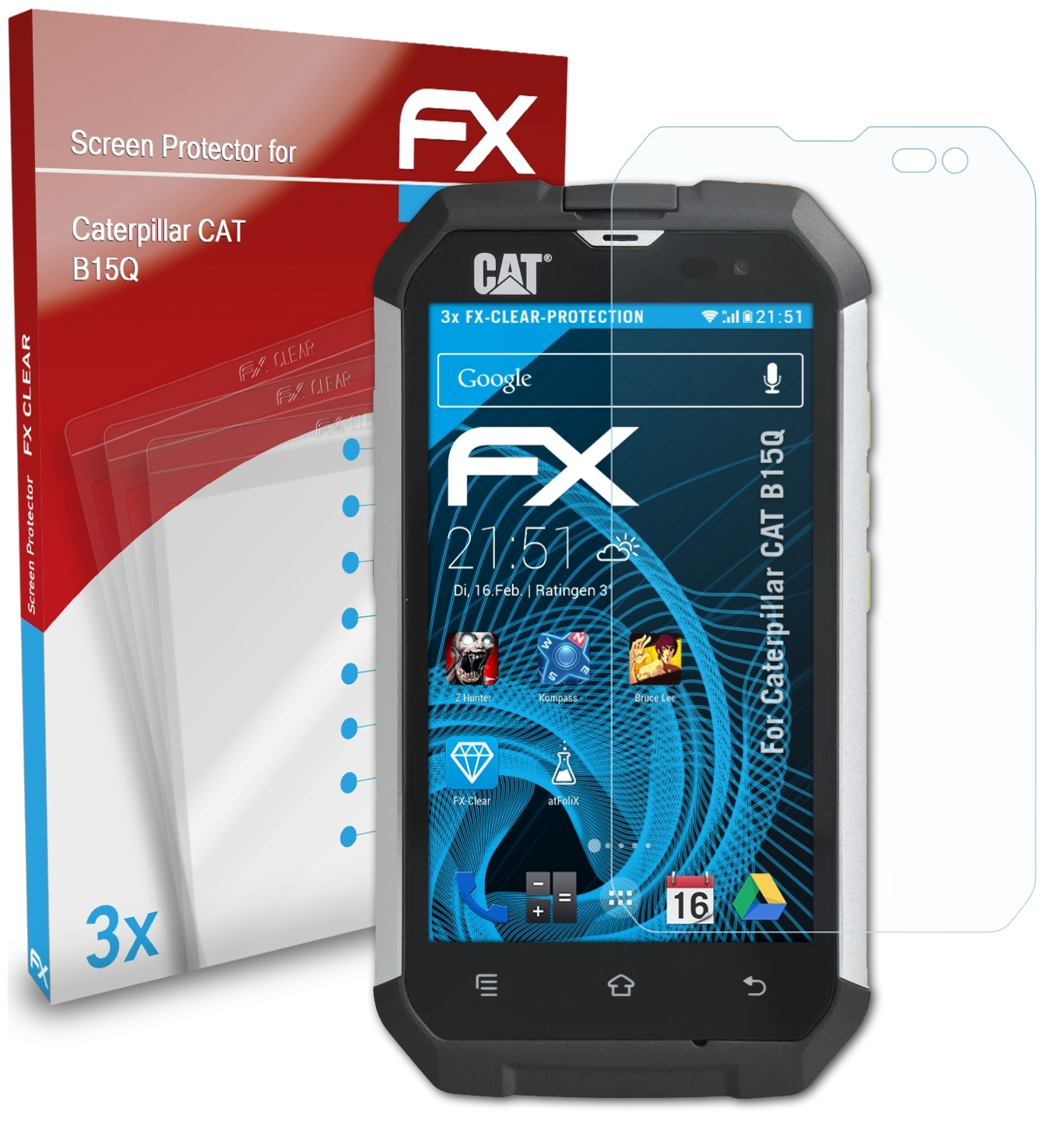 Displayschutz(für B15Q) CAT 3x ATFOLIX Caterpillar FX-Clear