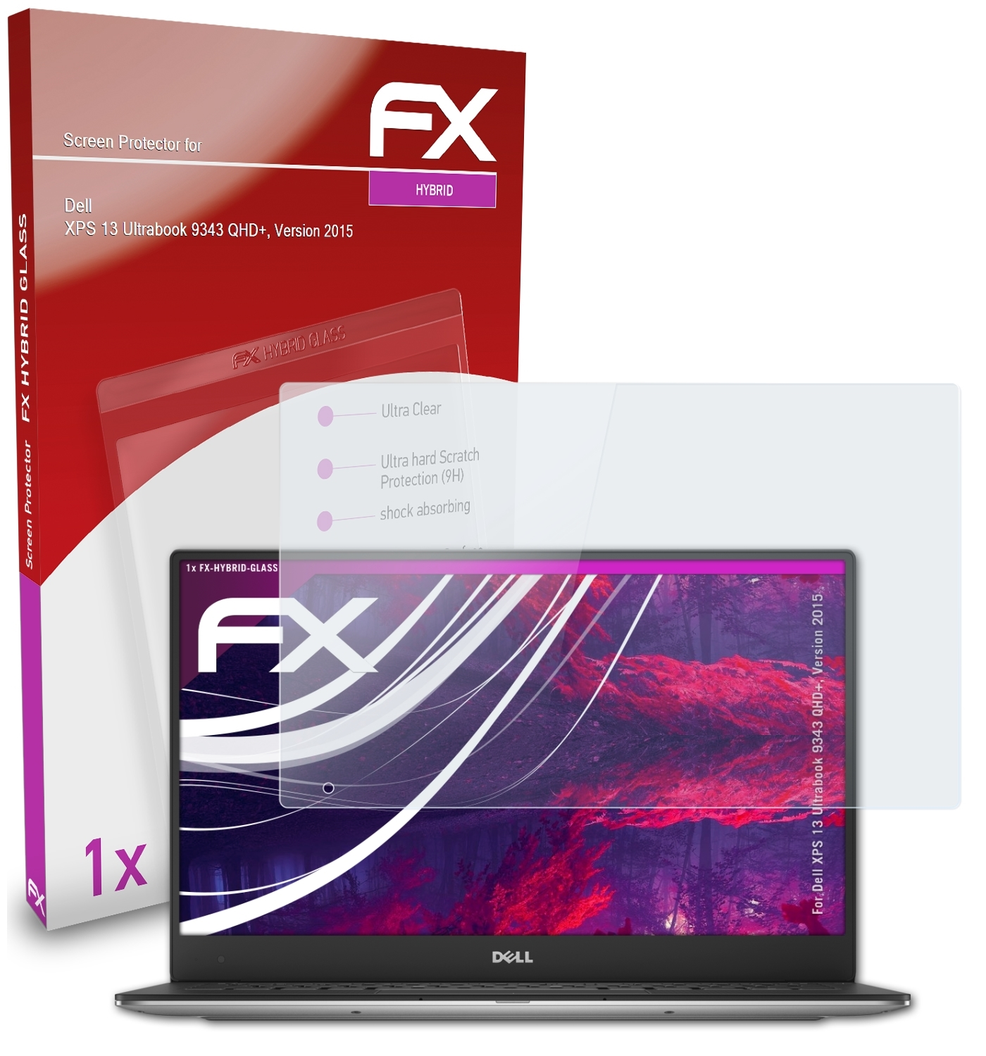 FX-Hybrid-Glass (9343 QHD+, Ultrabook ATFOLIX Version Schutzglas(für XPS Dell 2015)) 13