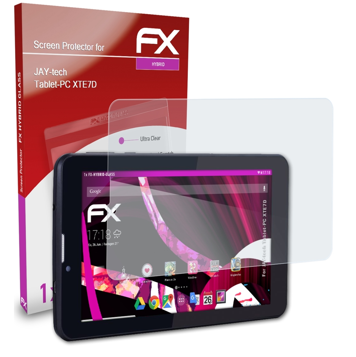 Tablet-PC ATFOLIX JAY-tech FX-Hybrid-Glass XTE7D) Schutzglas(für