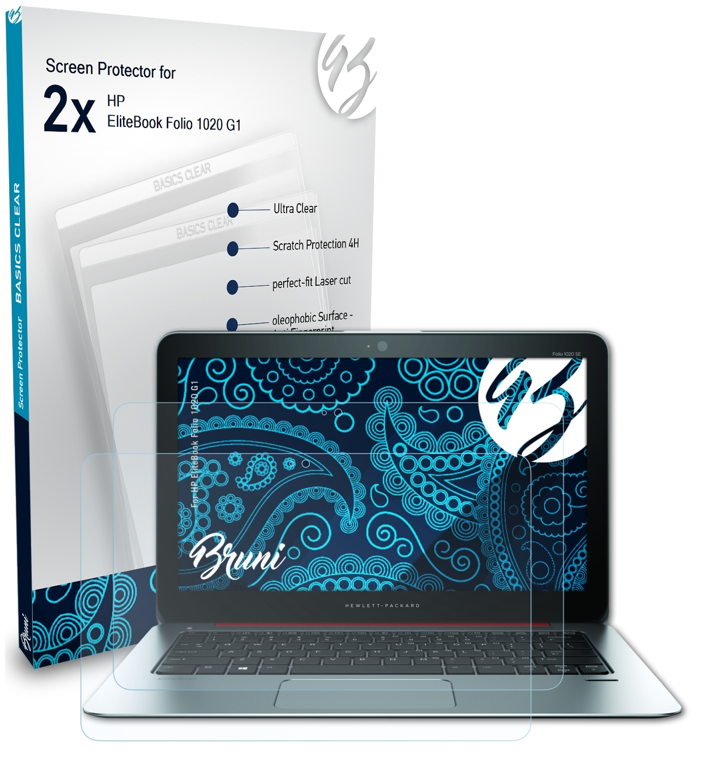 BRUNI 2x Basics-Clear Schutzfolie(für HP G1) 1020 Folio EliteBook