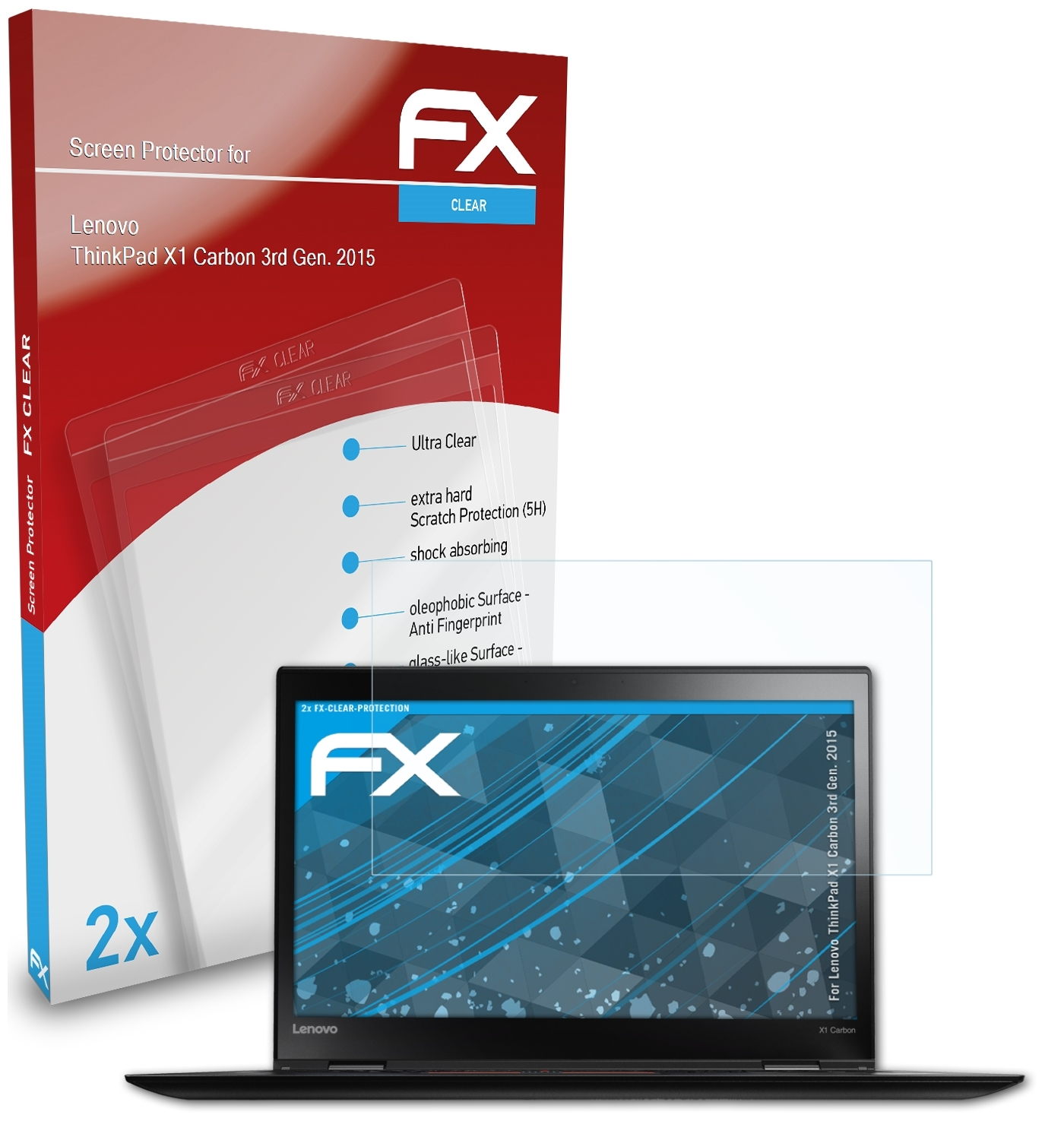 Gen. ATFOLIX Carbon 2x Displayschutz(für FX-Clear 2015)) (3rd X1 Lenovo ThinkPad
