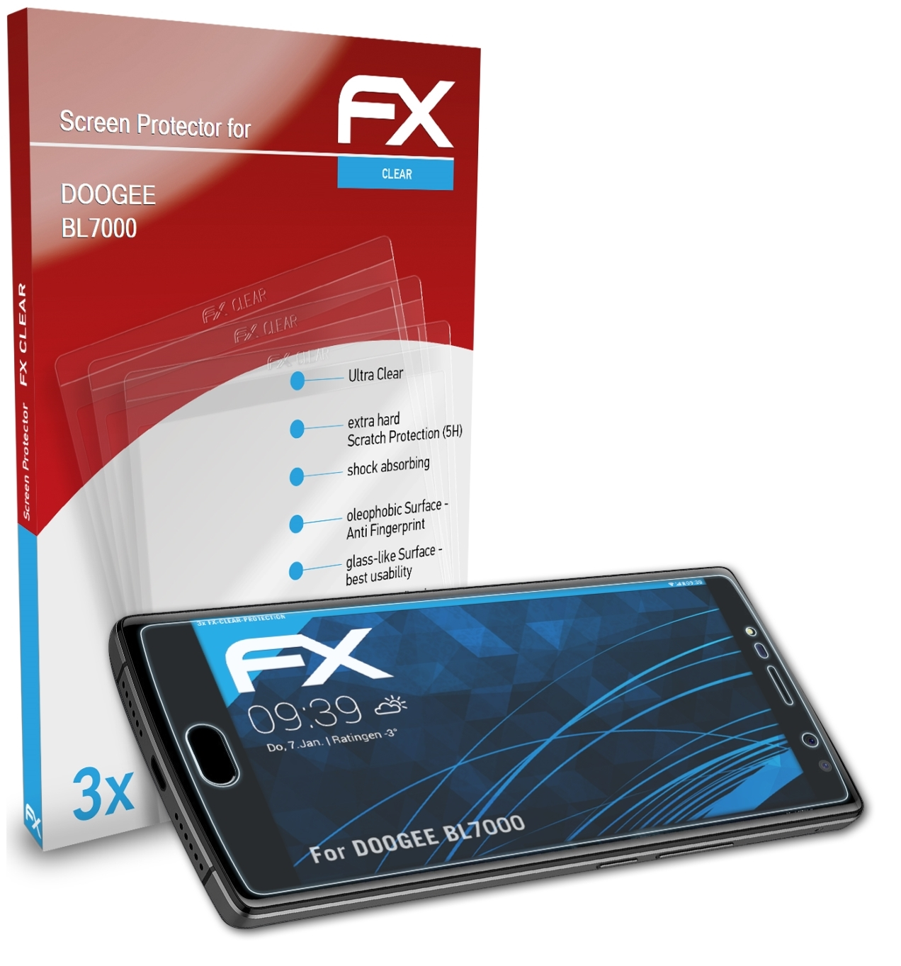 ATFOLIX 3x FX-Clear Doogee BL7000) Displayschutz(für