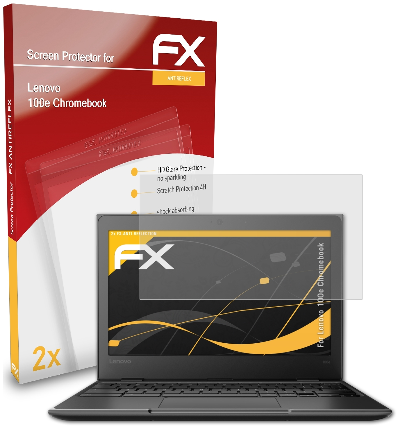 Lenovo Chromebook) 2x ATFOLIX FX-Antireflex Displayschutz(für 100e