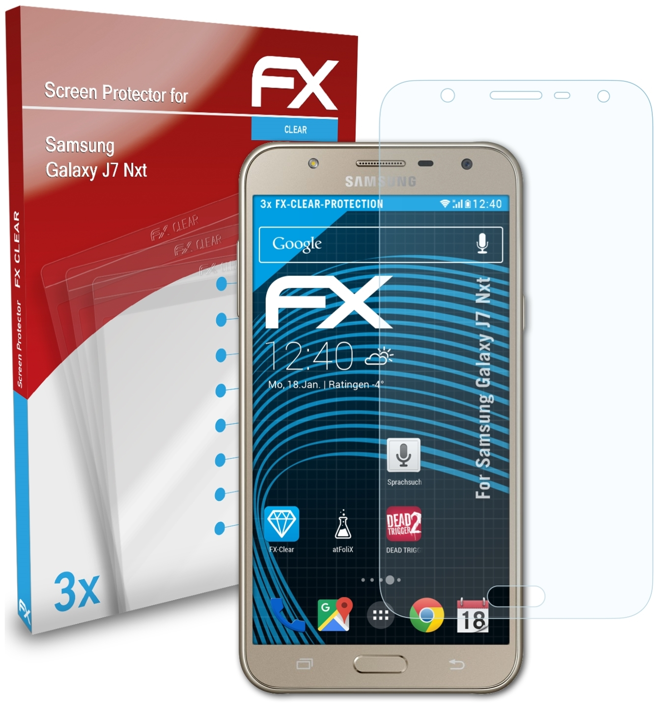 Displayschutz(für J7 ATFOLIX FX-Clear Nxt) 3x Samsung Galaxy