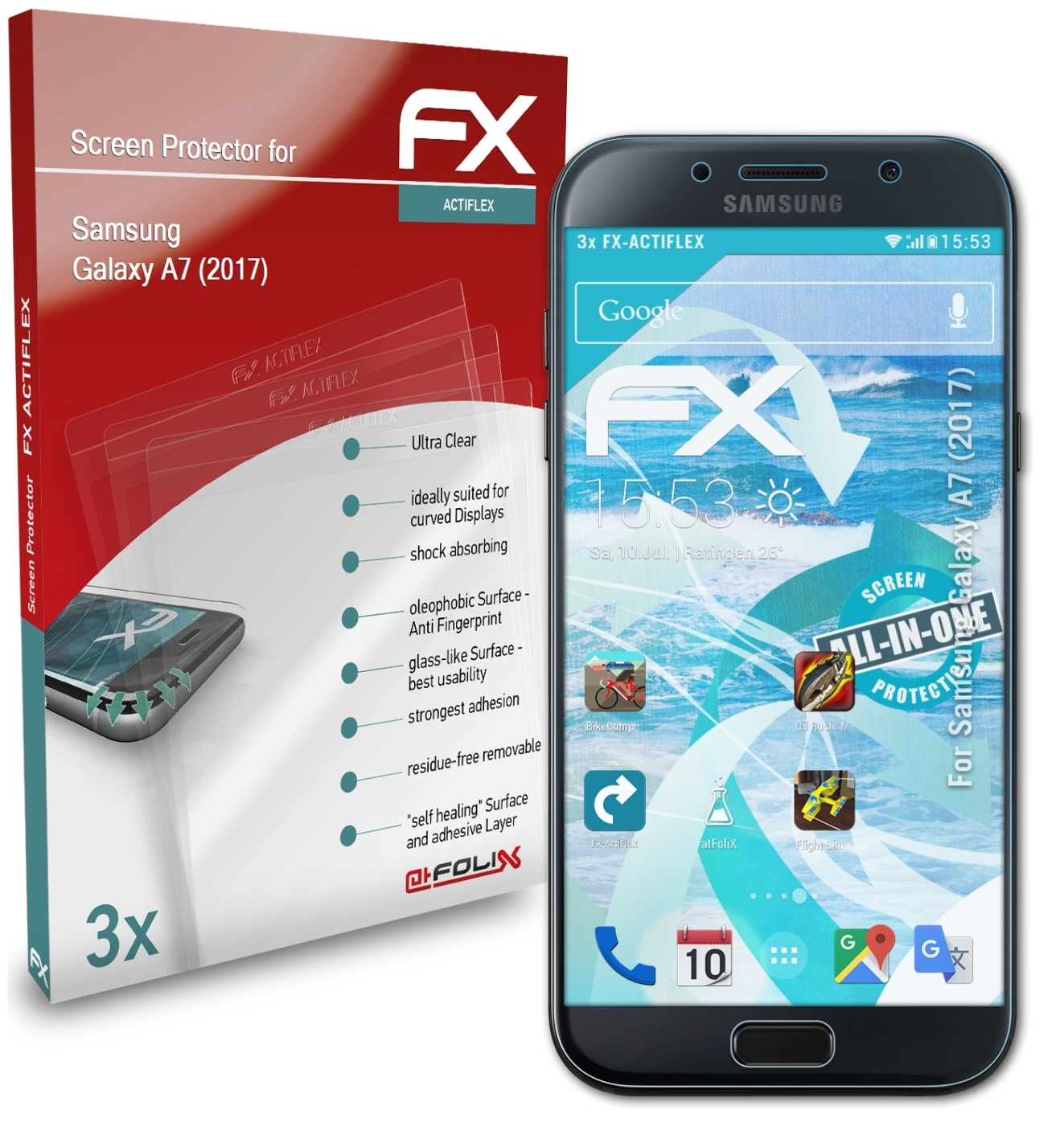 Galaxy 3x Samsung A7 Displayschutz(für FX-ActiFleX (2017)) ATFOLIX