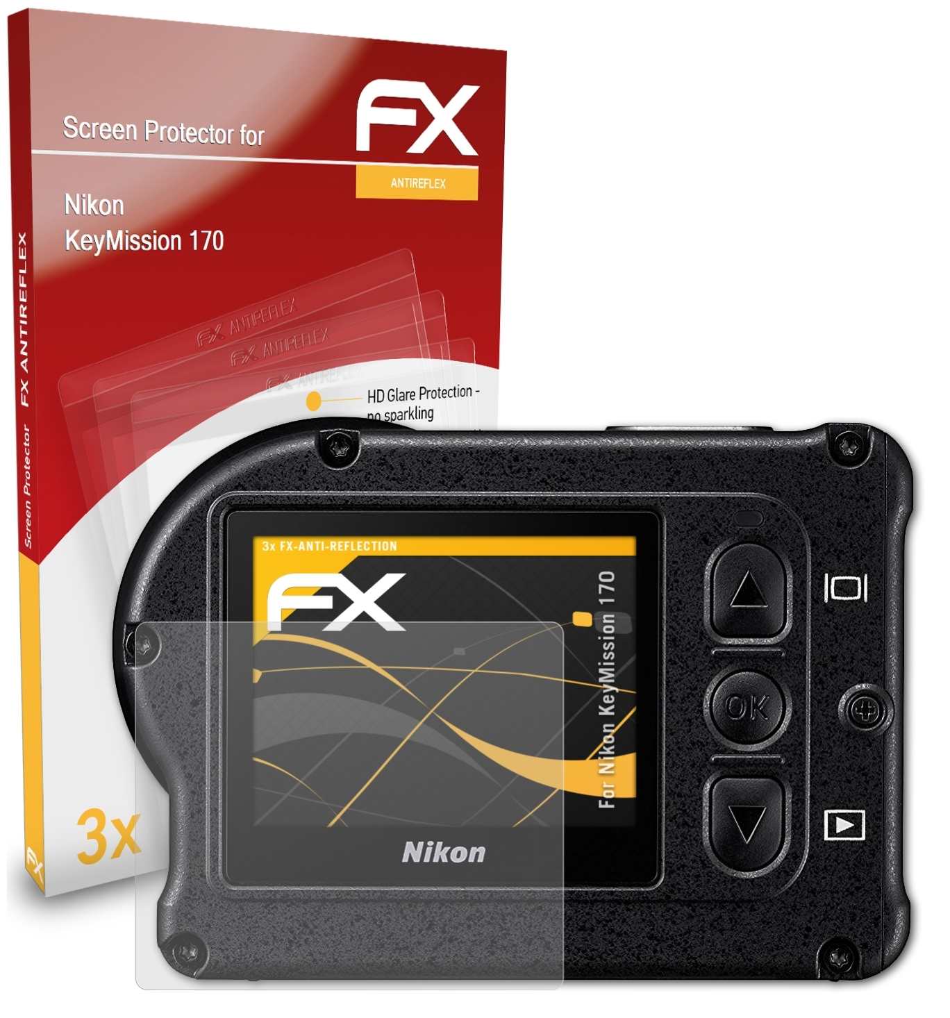3x FX-Antireflex KeyMission Nikon 170) ATFOLIX Displayschutz(für