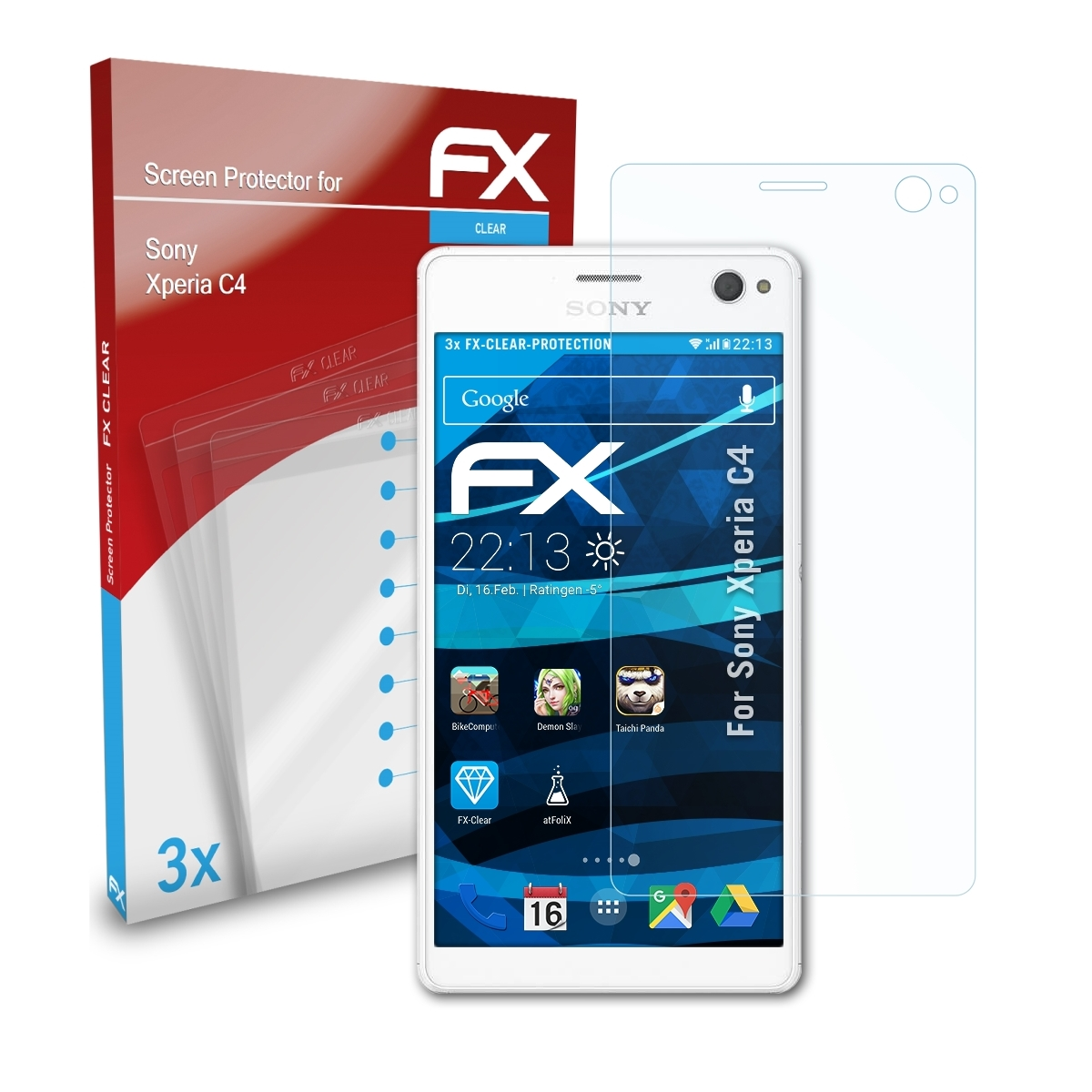 Xperia FX-Clear Displayschutz(für C4) Sony 3x ATFOLIX