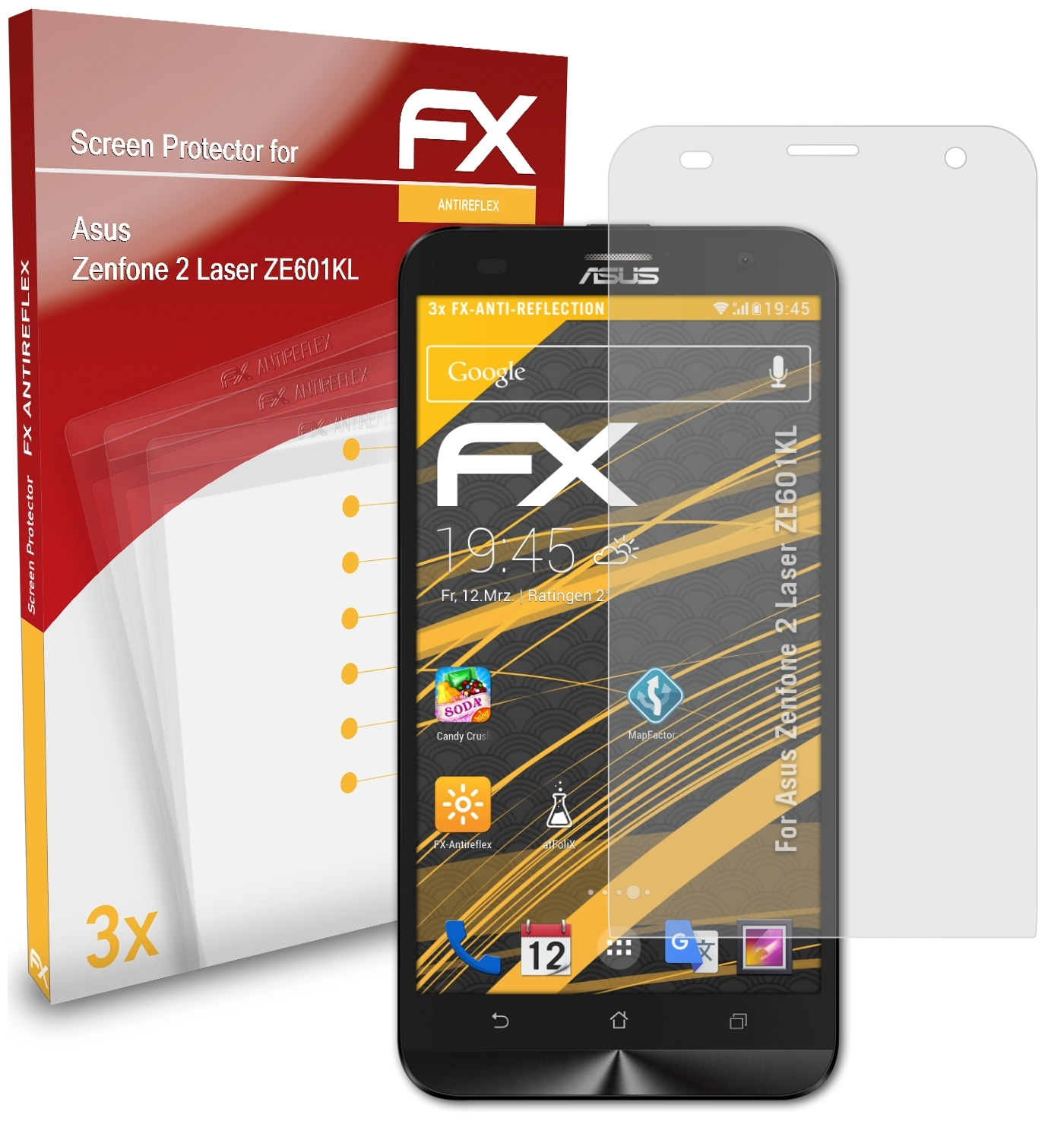 ATFOLIX 3x FX-Antireflex Displayschutz(für Asus Zenfone 2 (ZE601KL)) Laser