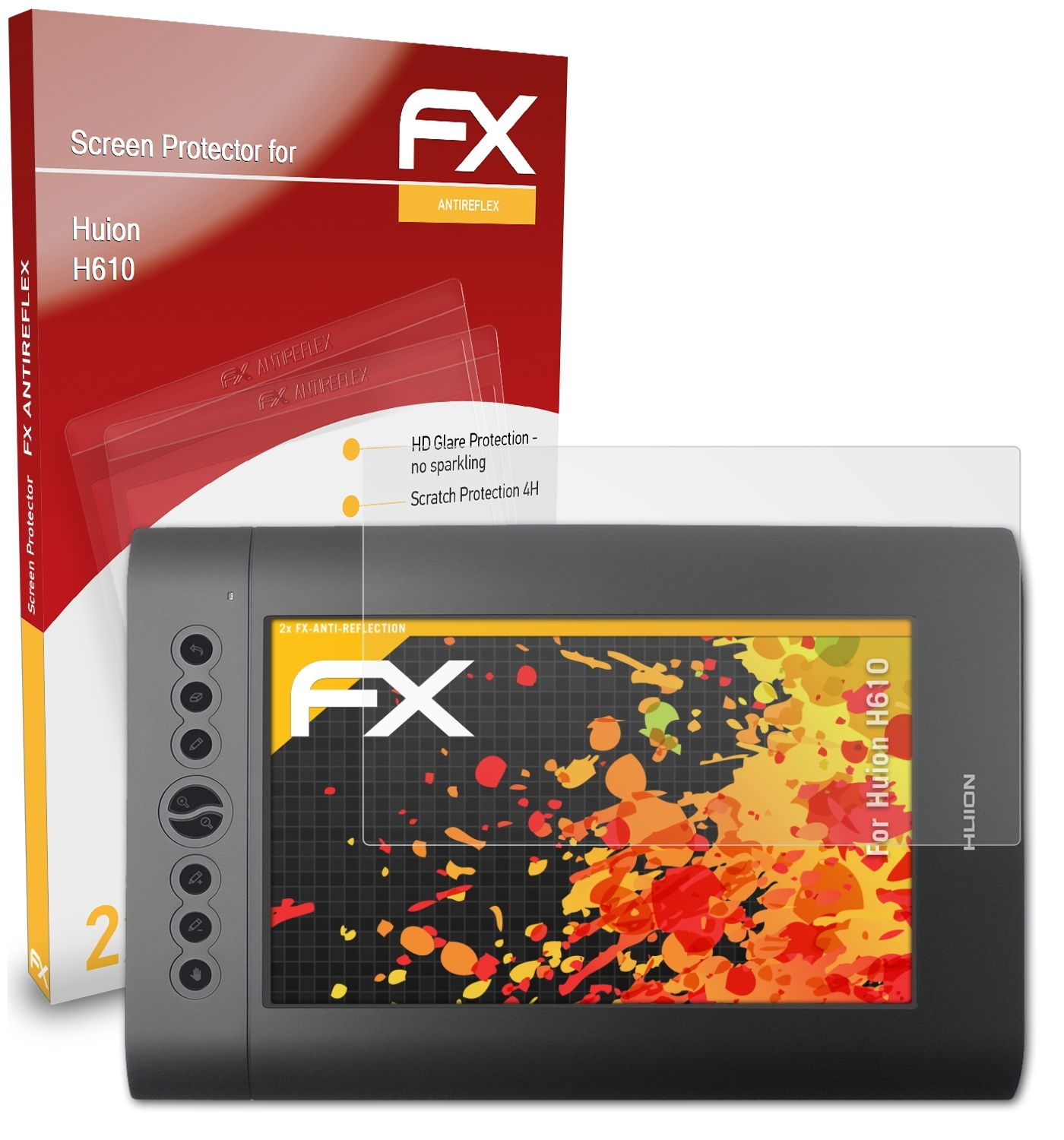 ATFOLIX 2x H610) Huion FX-Antireflex Displayschutz(für