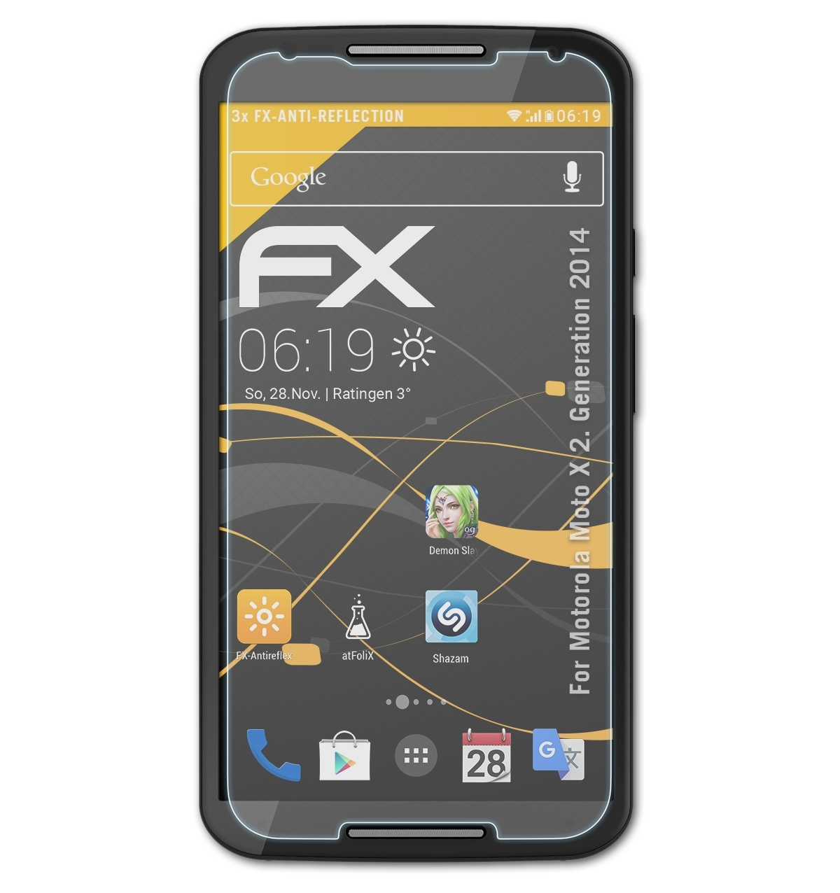 2014)) Moto ATFOLIX Generation FX-Antireflex 3x X Motorola (2. Displayschutz(für