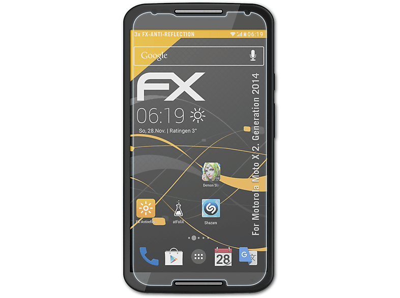Generation (2. X ATFOLIX Motorola 2014)) 3x Moto FX-Antireflex Displayschutz(für