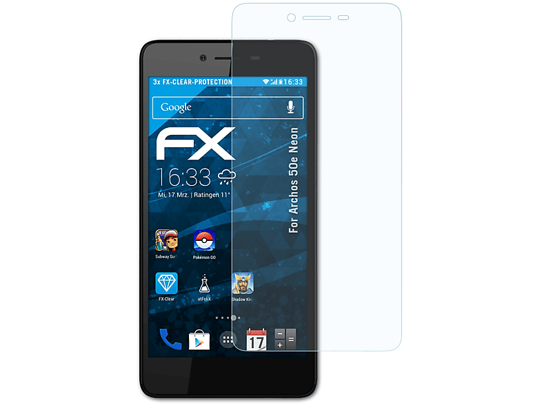ATFOLIX 3x FX-Clear Displayschutz(für Archos 50e Neon)