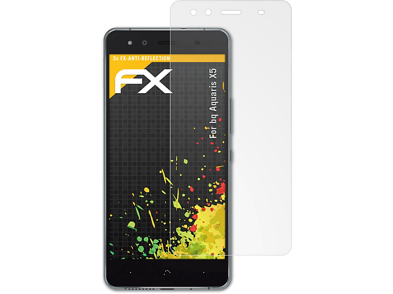 ATFOLIX 3x FX-Antireflex bq Aquaris X5) Displayschutz(für