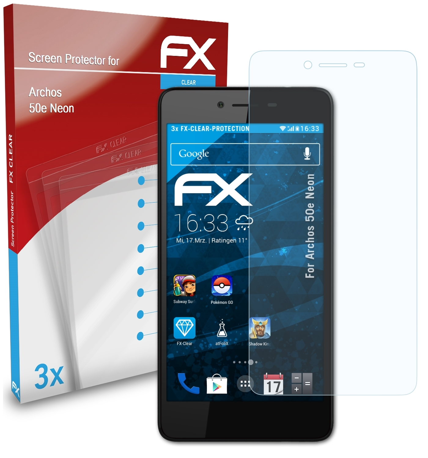 3x Displayschutz(für Neon) FX-Clear ATFOLIX 50e Archos