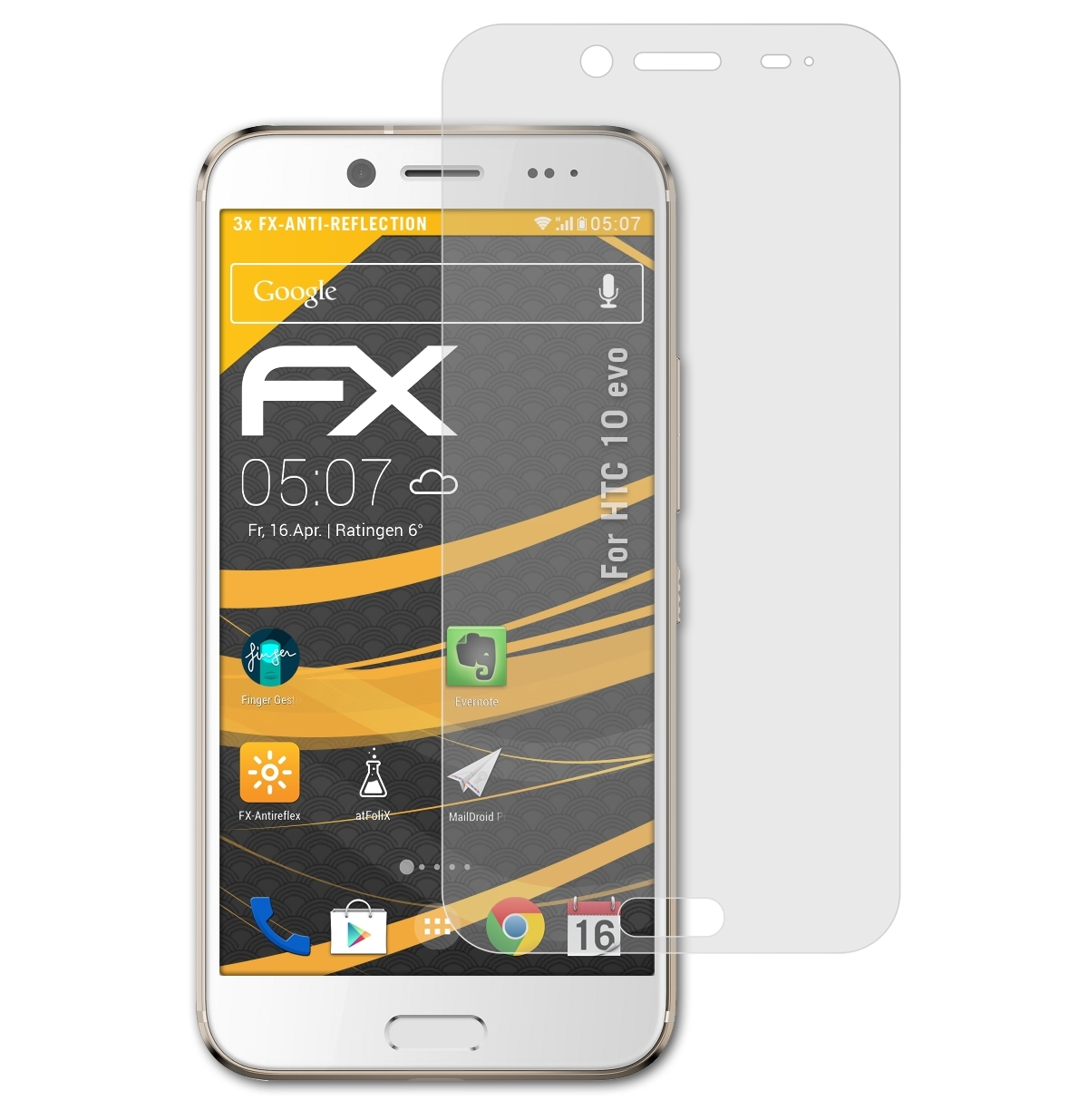 ATFOLIX 3x FX-Antireflex HTC evo) Displayschutz(für 10