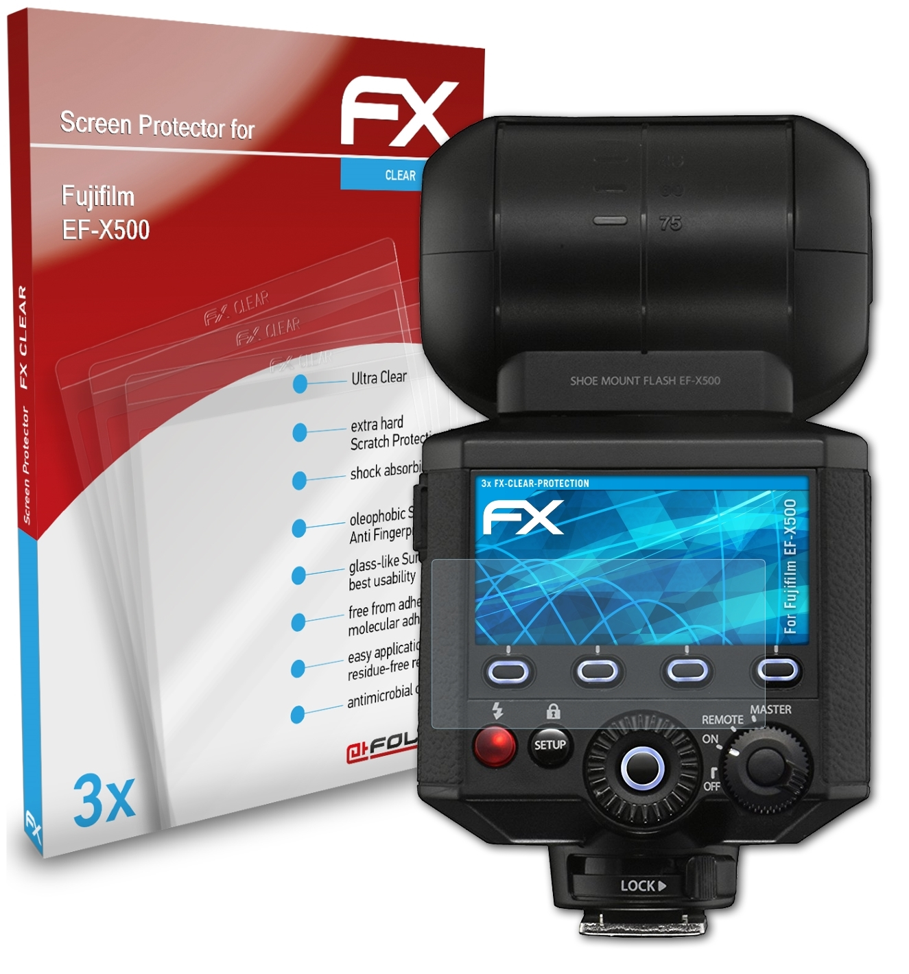 Displayschutz(für 3x ATFOLIX Fujifilm FX-Clear EF-X500)