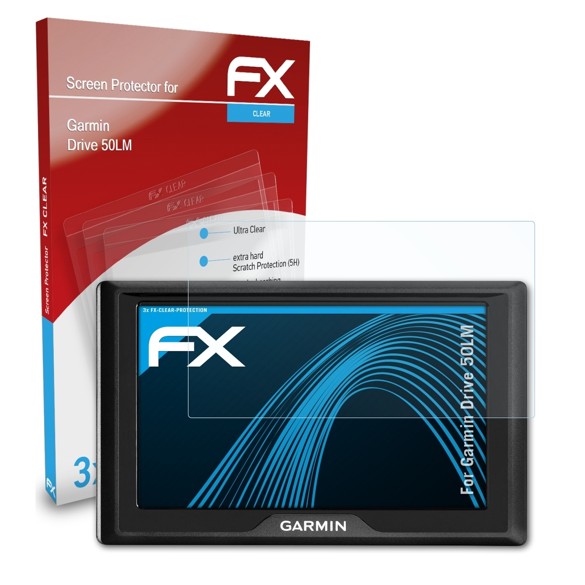 50LM) Displayschutz(für 3x FX-Clear ATFOLIX Drive Garmin