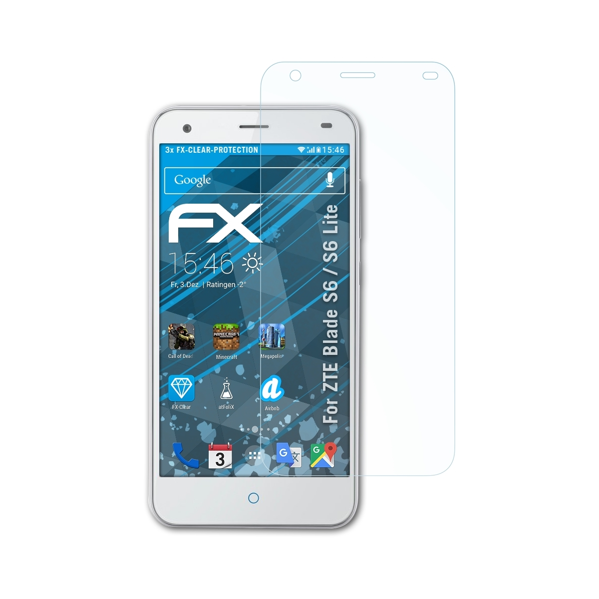 ATFOLIX 3x FX-Clear S6 Lite) / Blade Displayschutz(für ZTE S6