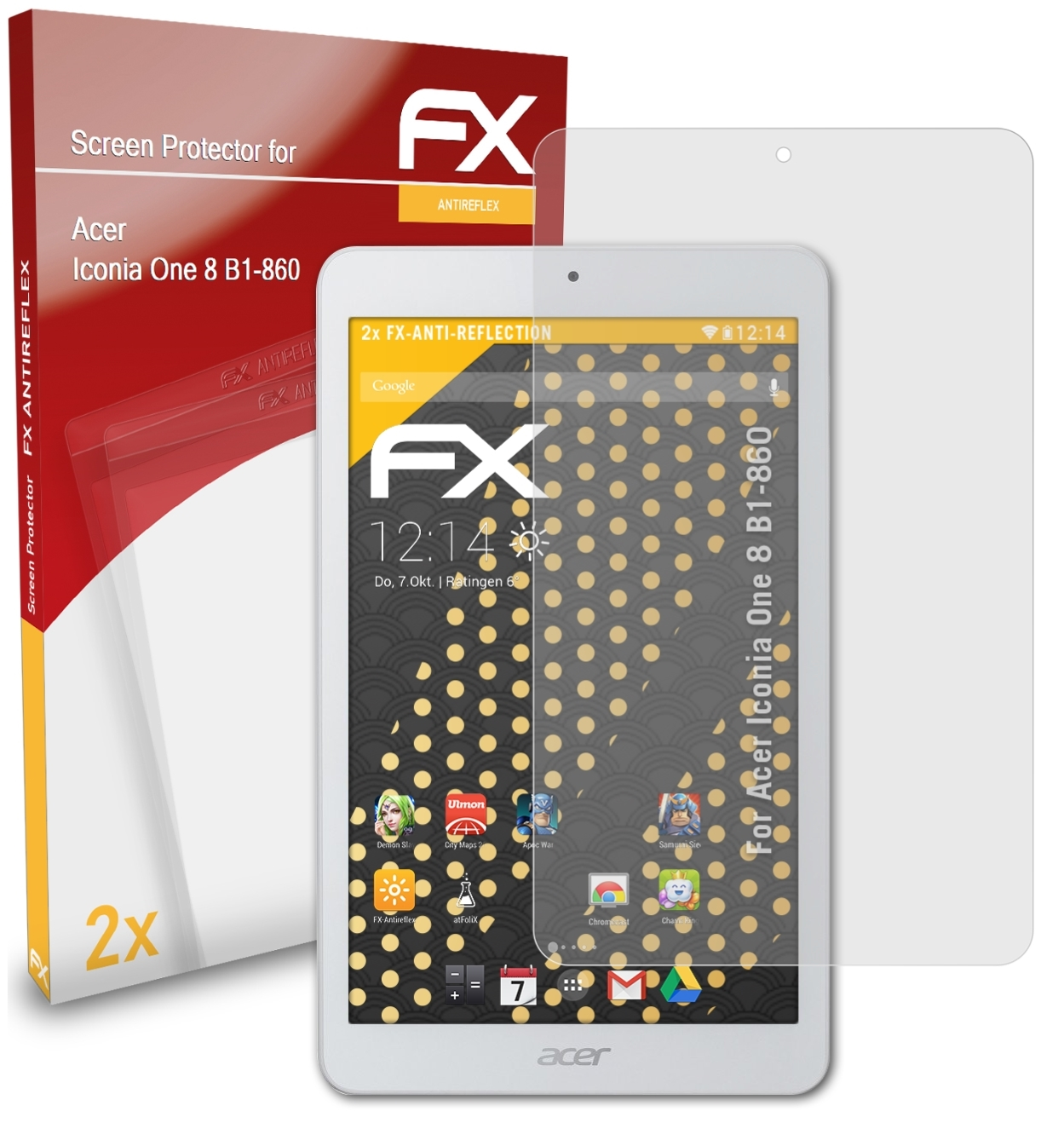 ATFOLIX 2x FX-Antireflex Displayschutz(für Acer (B1-860)) 8 One Iconia
