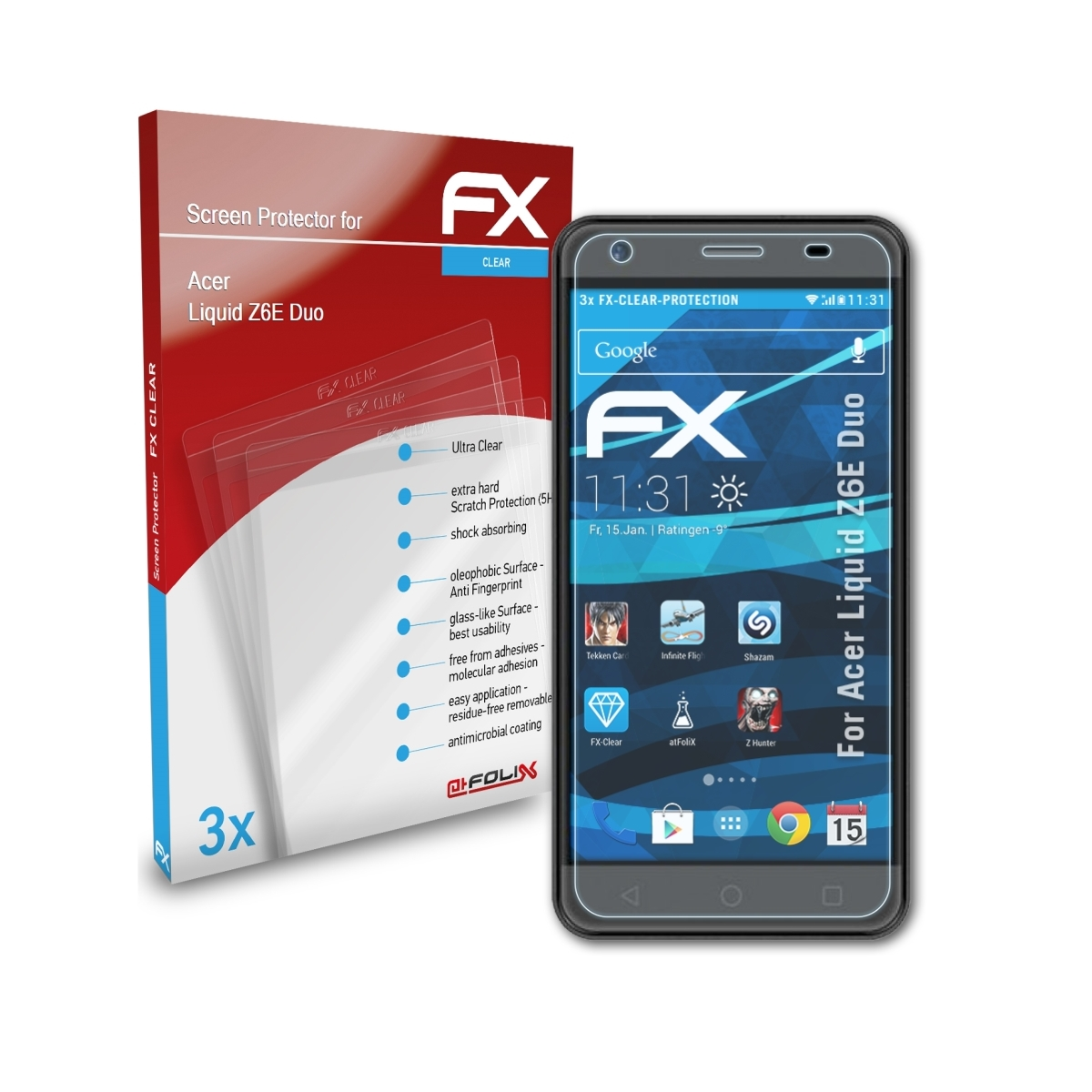 Acer ATFOLIX 3x Liquid FX-Clear Displayschutz(für (Duo)) Z6E