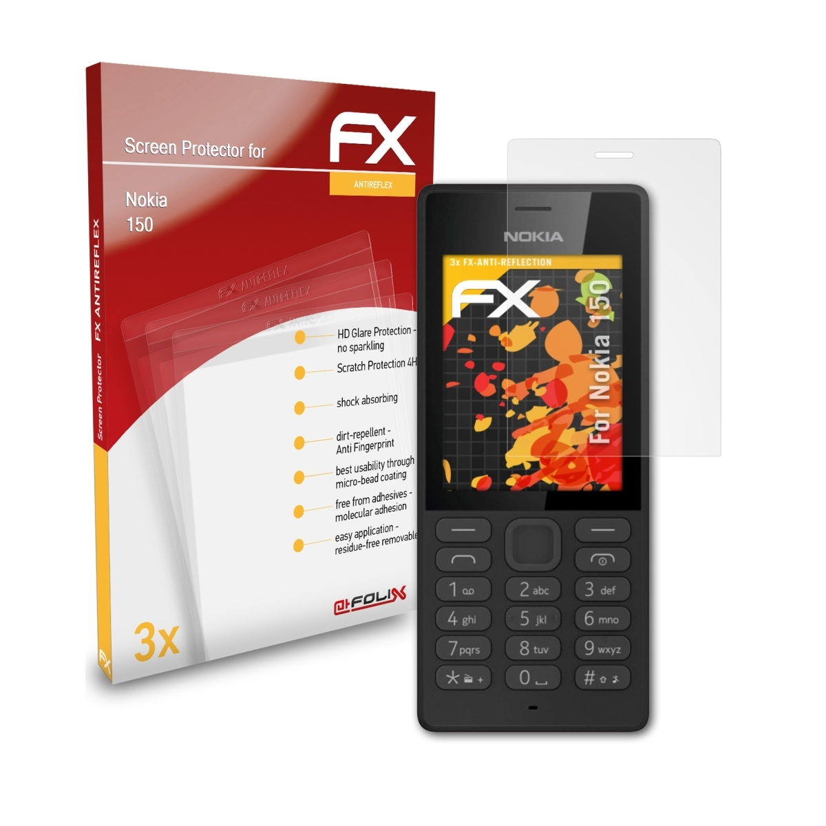 ATFOLIX 3x FX-Antireflex Displayschutz(für 150) Nokia