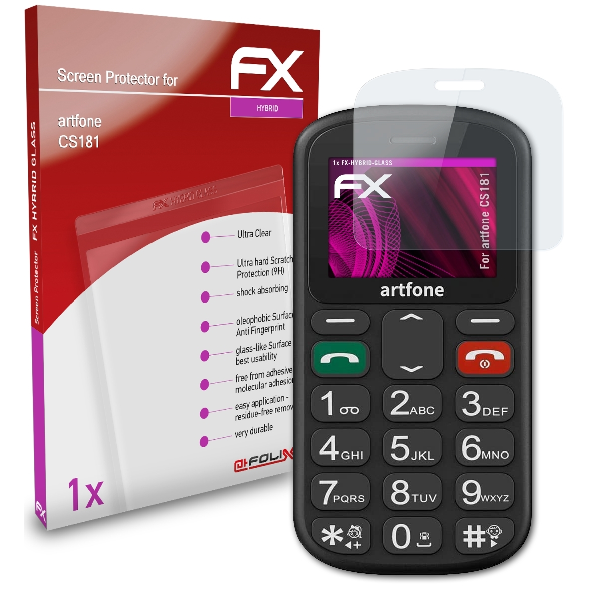 artfone FX-Hybrid-Glass ATFOLIX CS181) Schutzglas(für