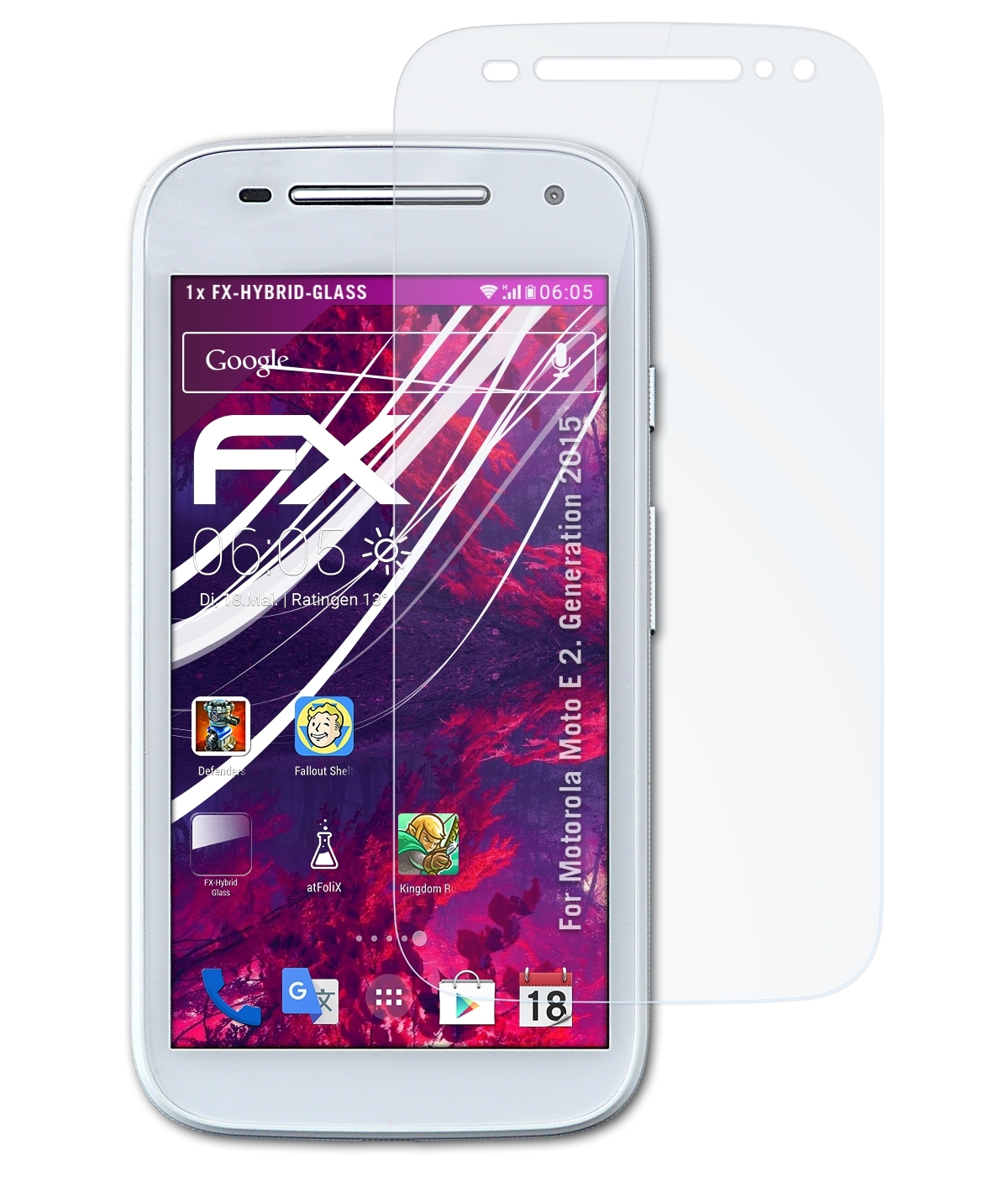(2. ATFOLIX Generation FX-Hybrid-Glass Schutzglas(für Motorola E 2015)) Moto