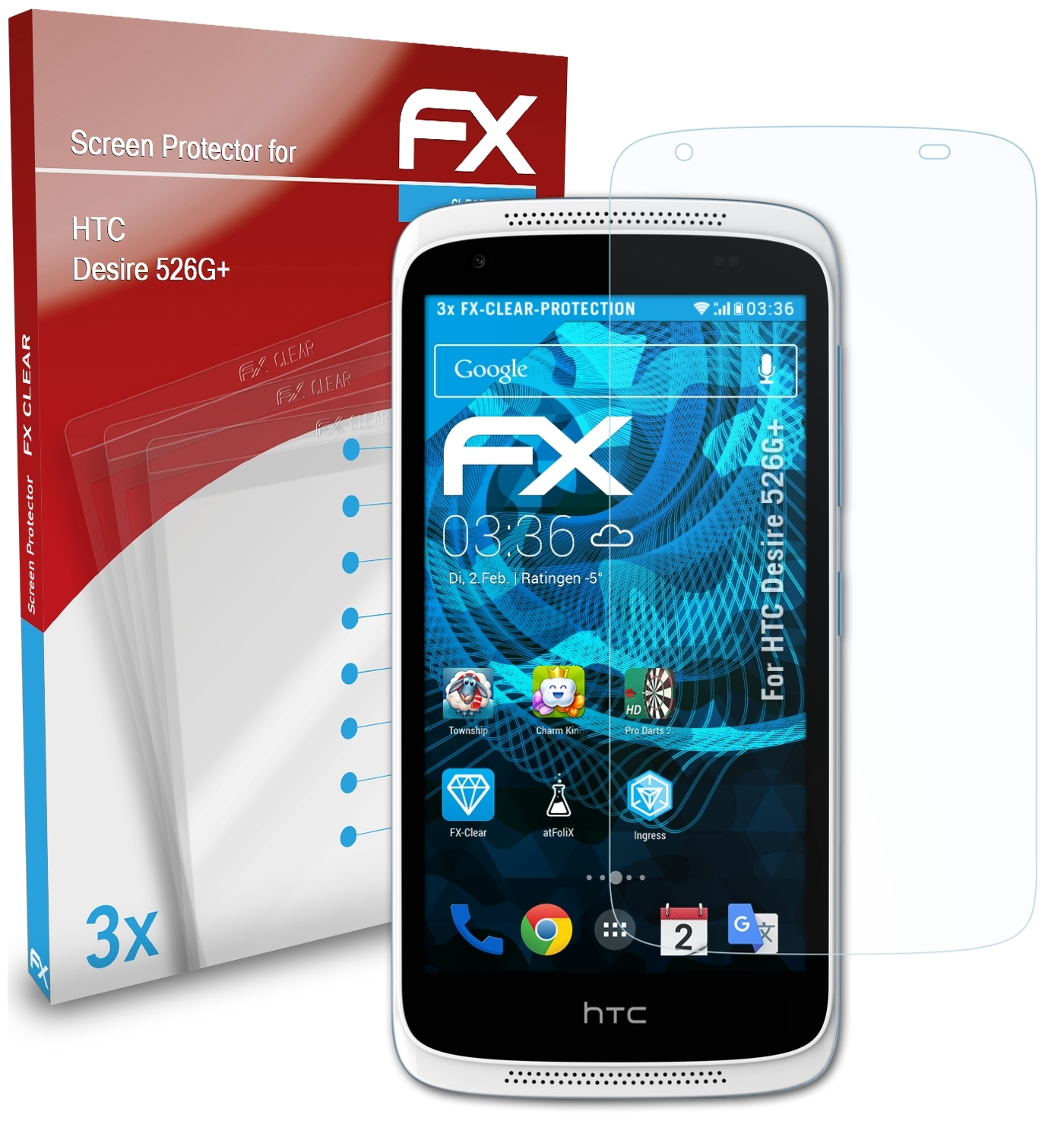 526G+) Desire FX-Clear 3x HTC Displayschutz(für ATFOLIX