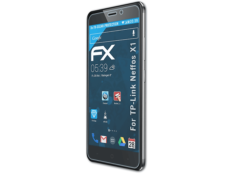 ATFOLIX 3x Displayschutz(für Neffos TP-Link FX-Clear X1)