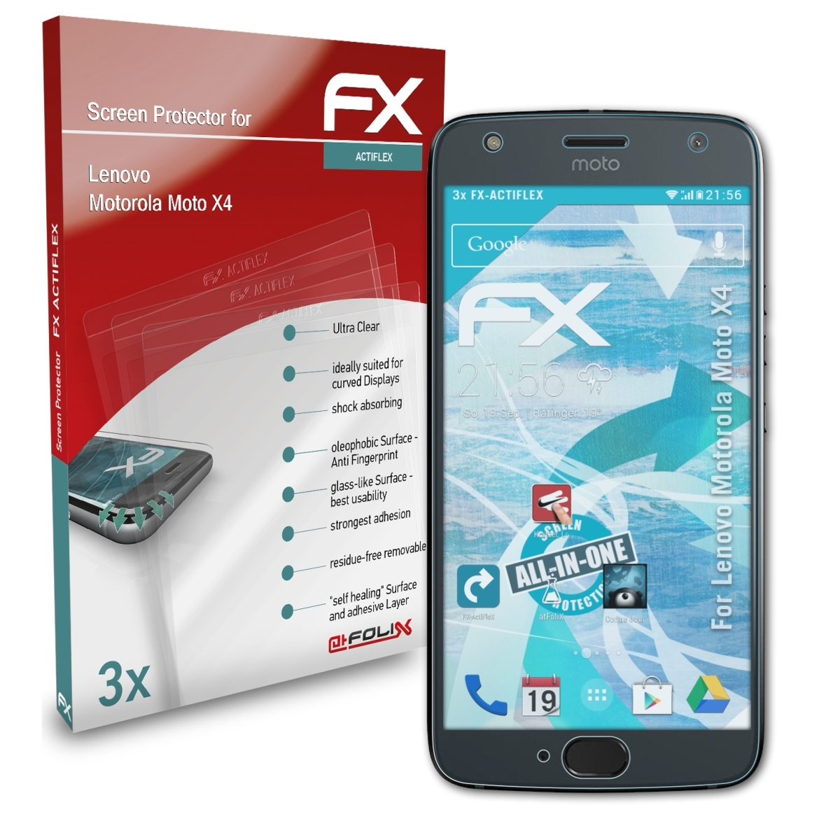 ATFOLIX 3x Motorola X4) Lenovo FX-ActiFleX Moto Displayschutz(für
