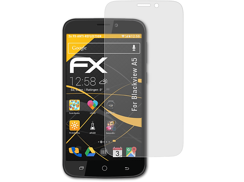 ATFOLIX 3x FX-Antireflex Displayschutz(für Blackview A5)