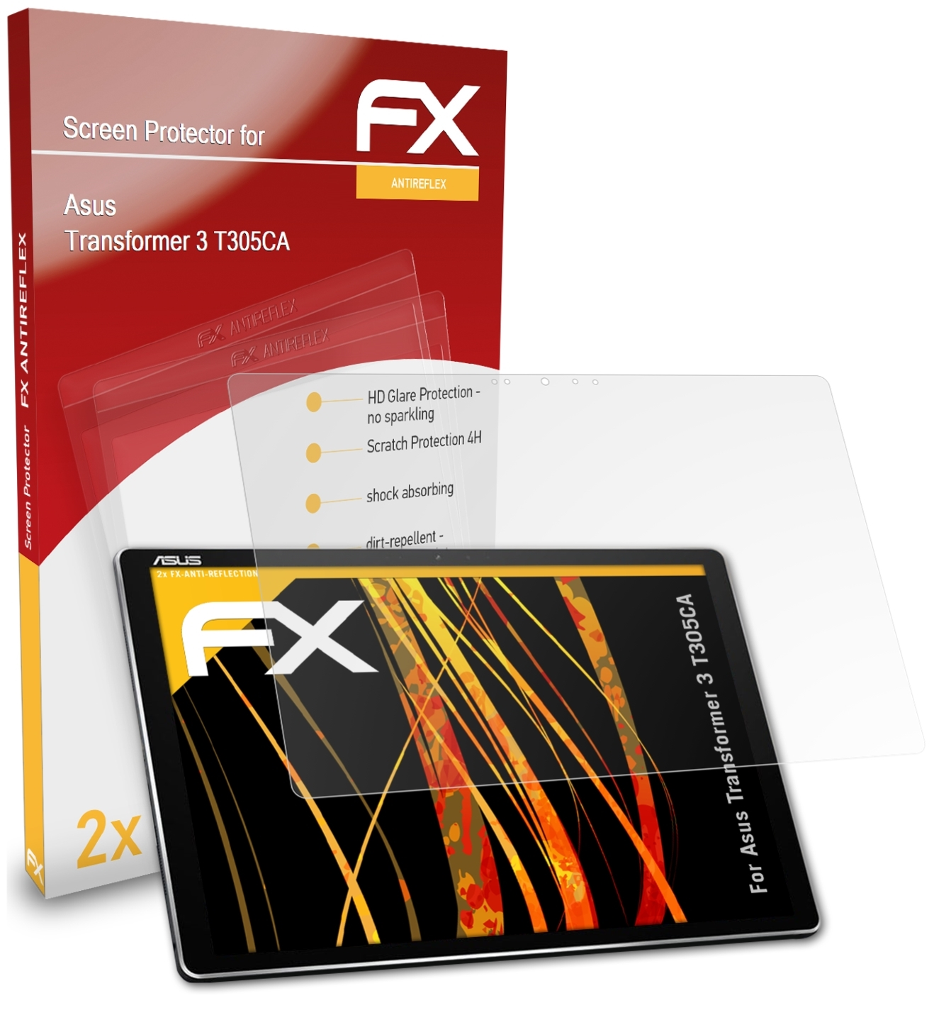 2x FX-Antireflex (T305CA)) ATFOLIX Transformer Displayschutz(für Asus 3