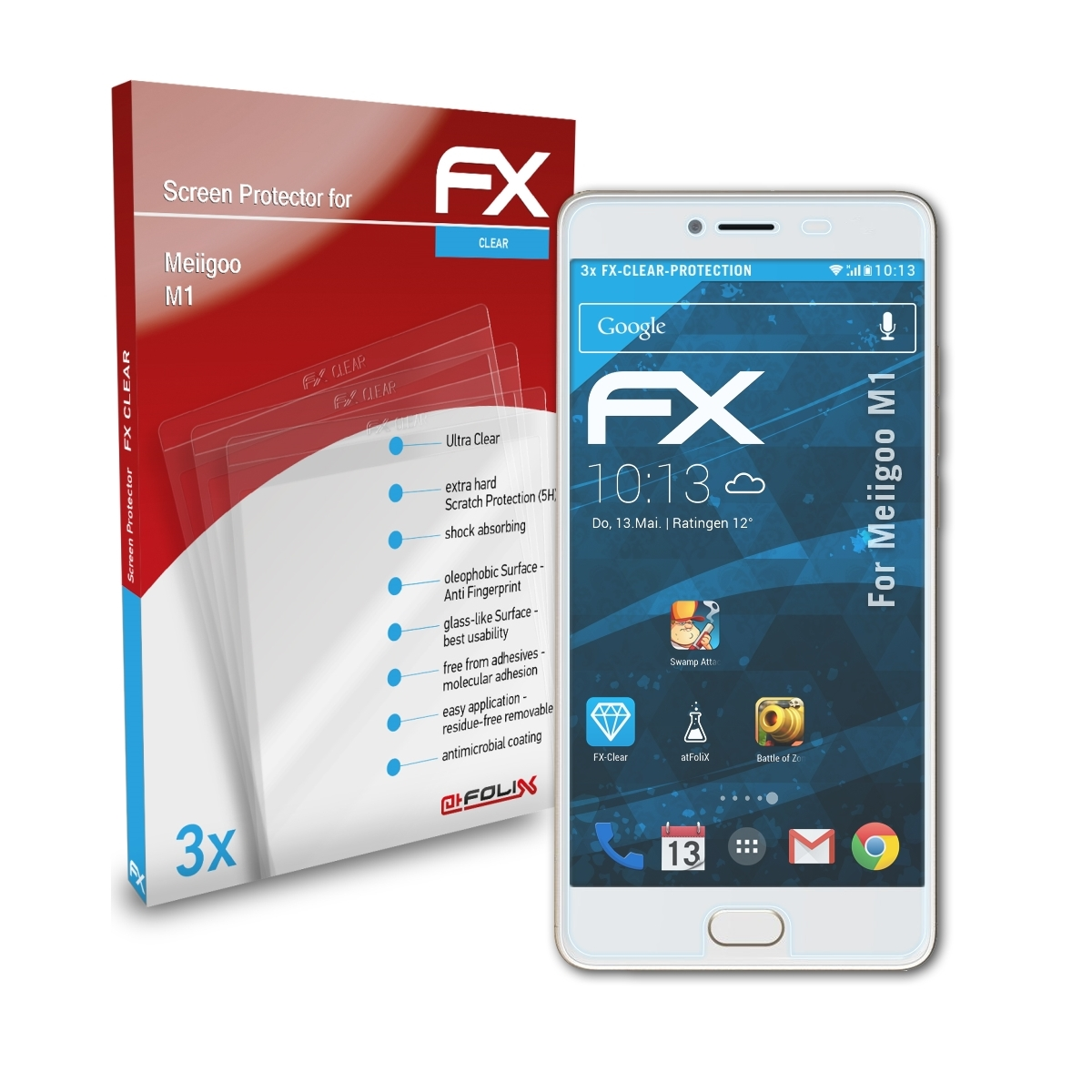 ATFOLIX 3x FX-Clear M1) Meiigoo Displayschutz(für